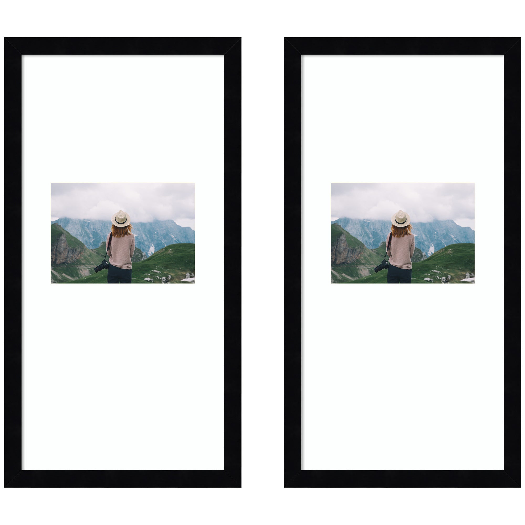 Wall Frame Svelte Noir Black 11x20 matted to 5x7 1