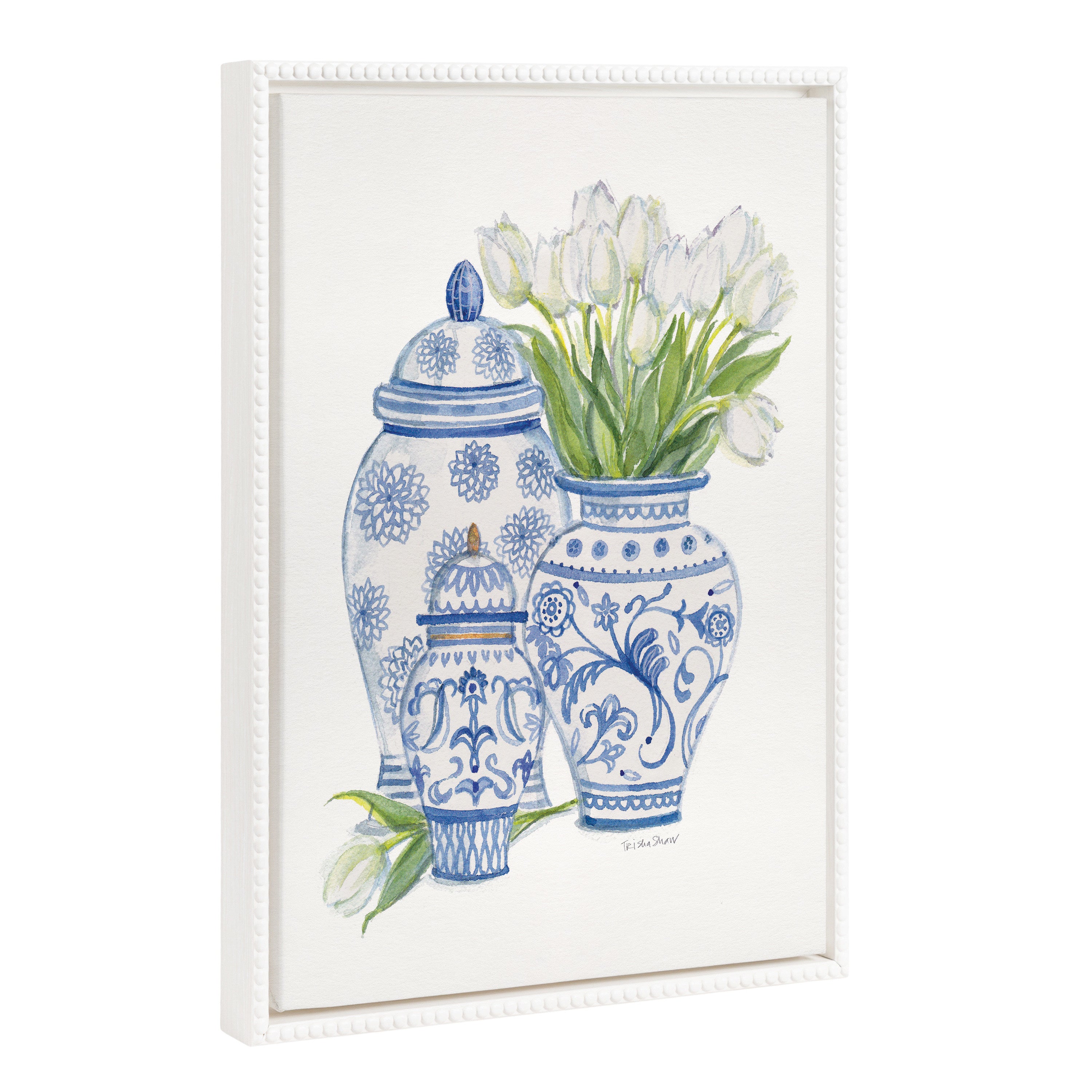 Framed Canvas 18x24 Sylvie Beaded White 1