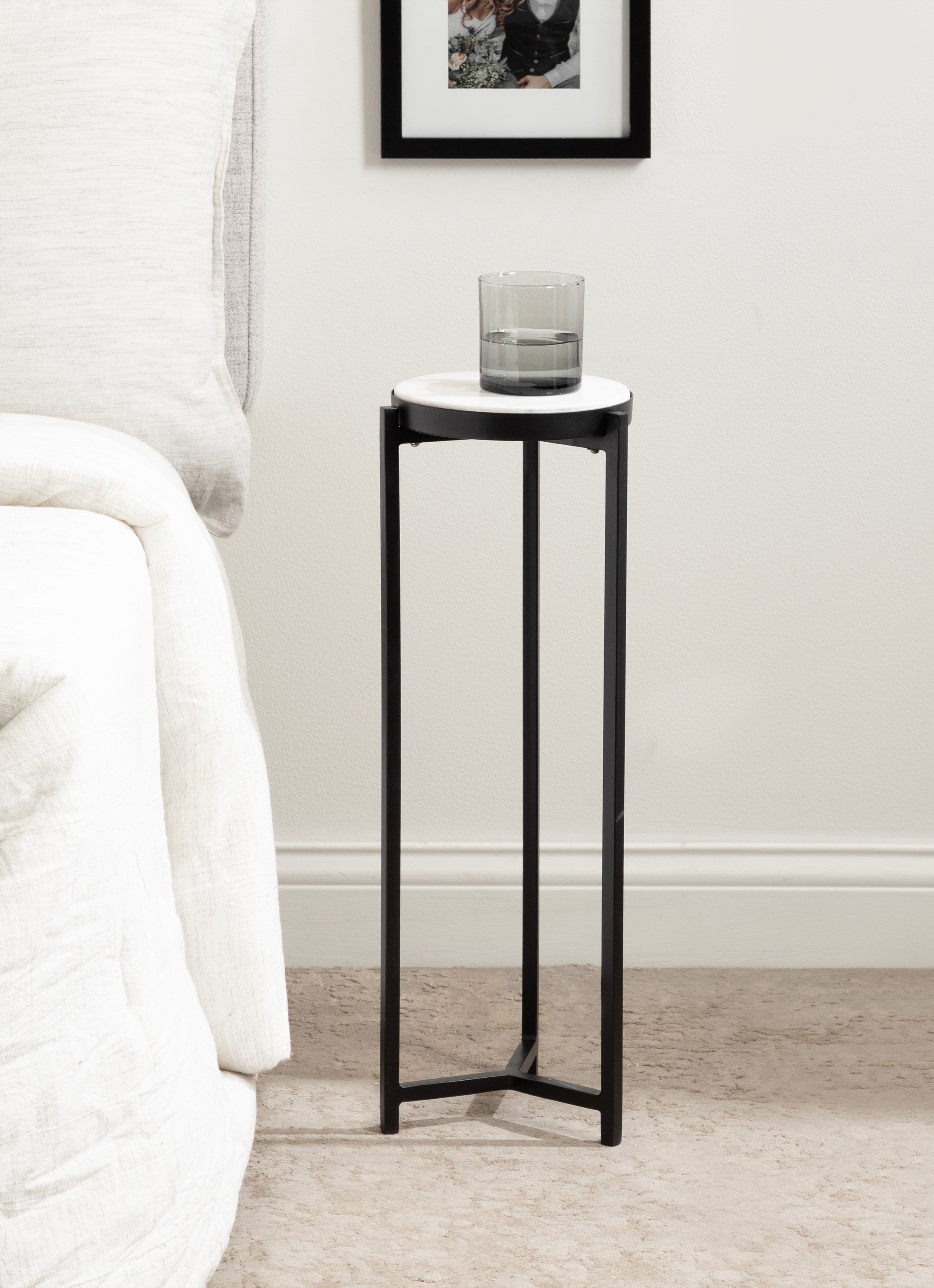 Drink Table White Black 9x9x23 6