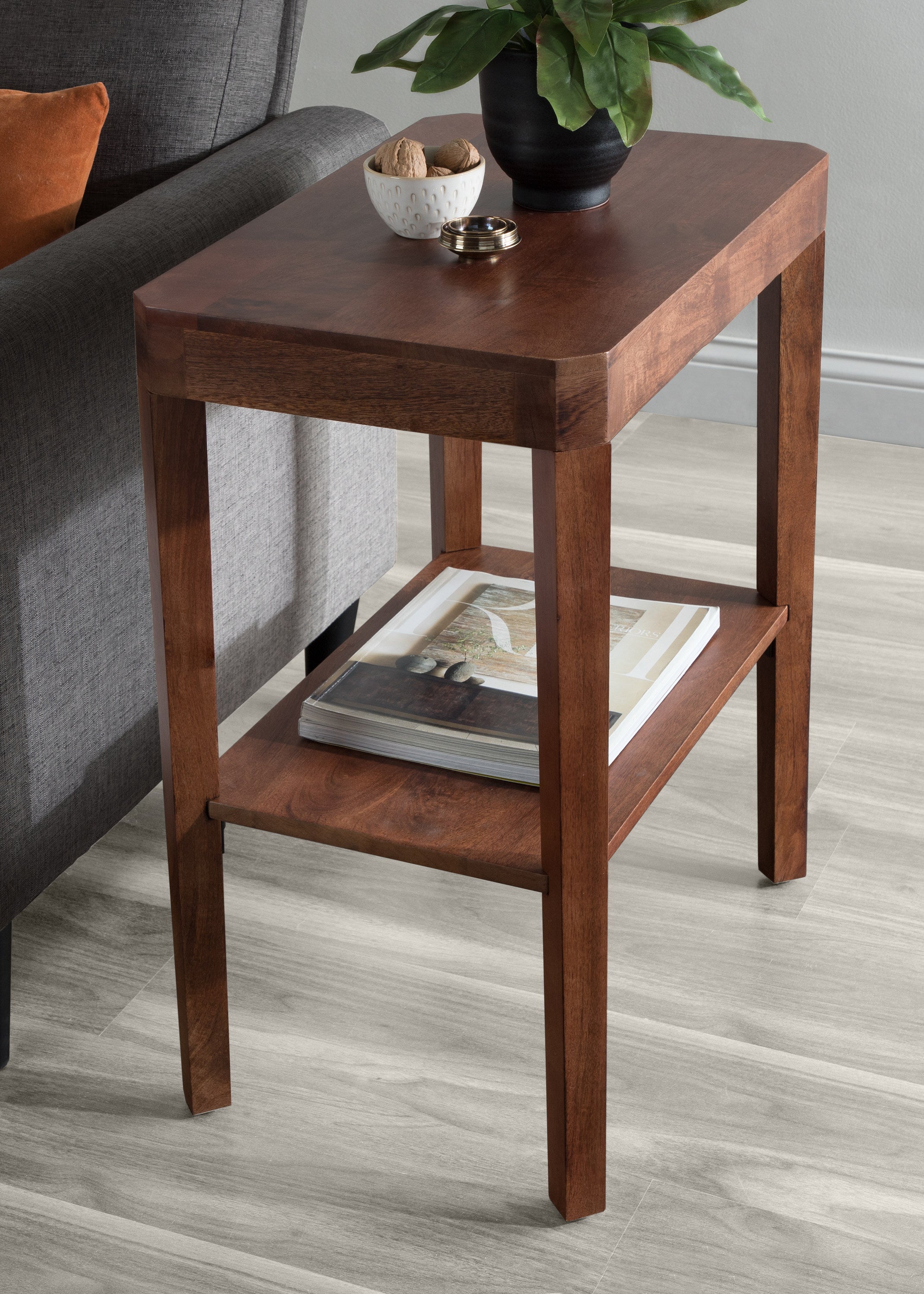 Side Table Walnut Brown 22x14x26 6