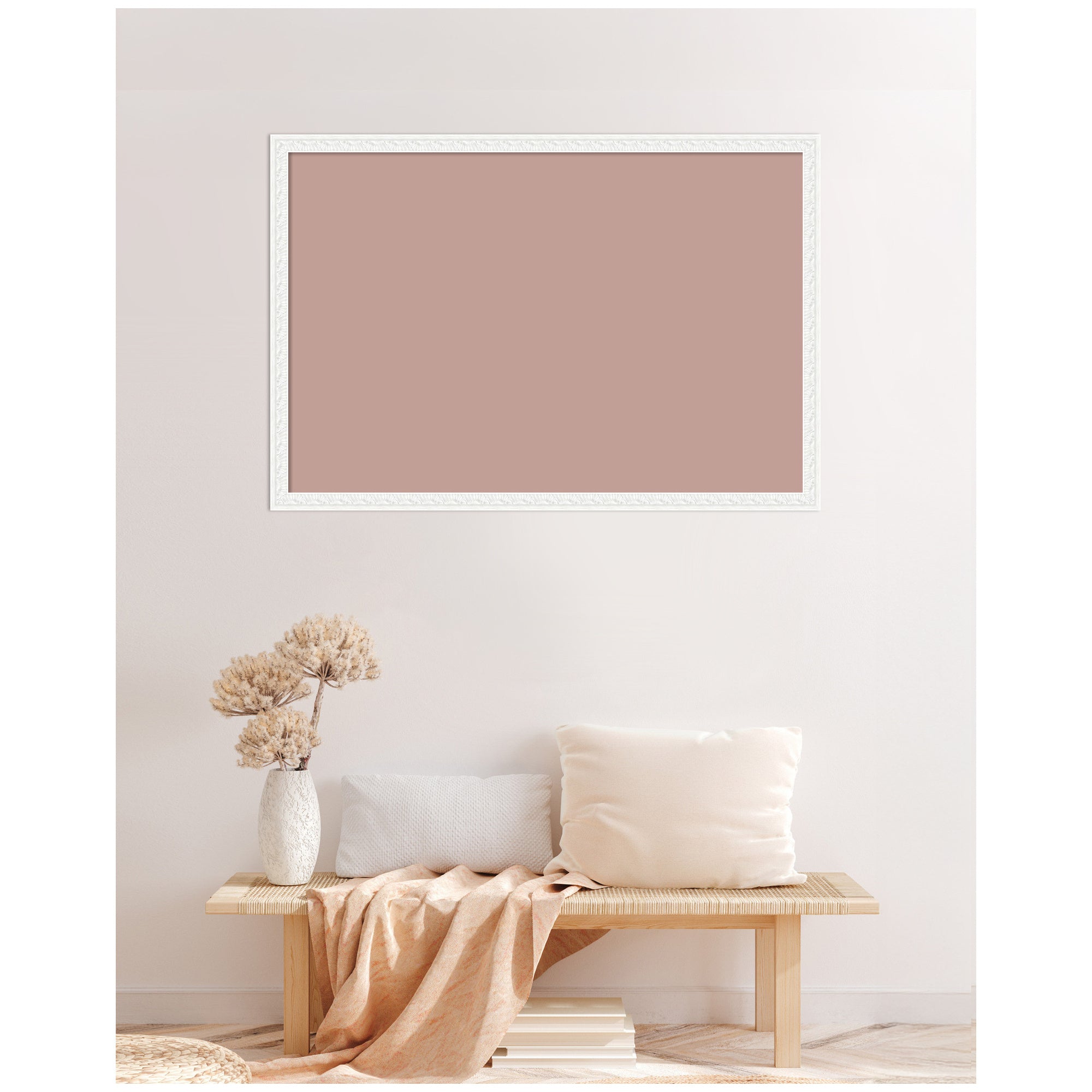 Framed Fabric Pinboard Blush Pink Clay Wall Organization