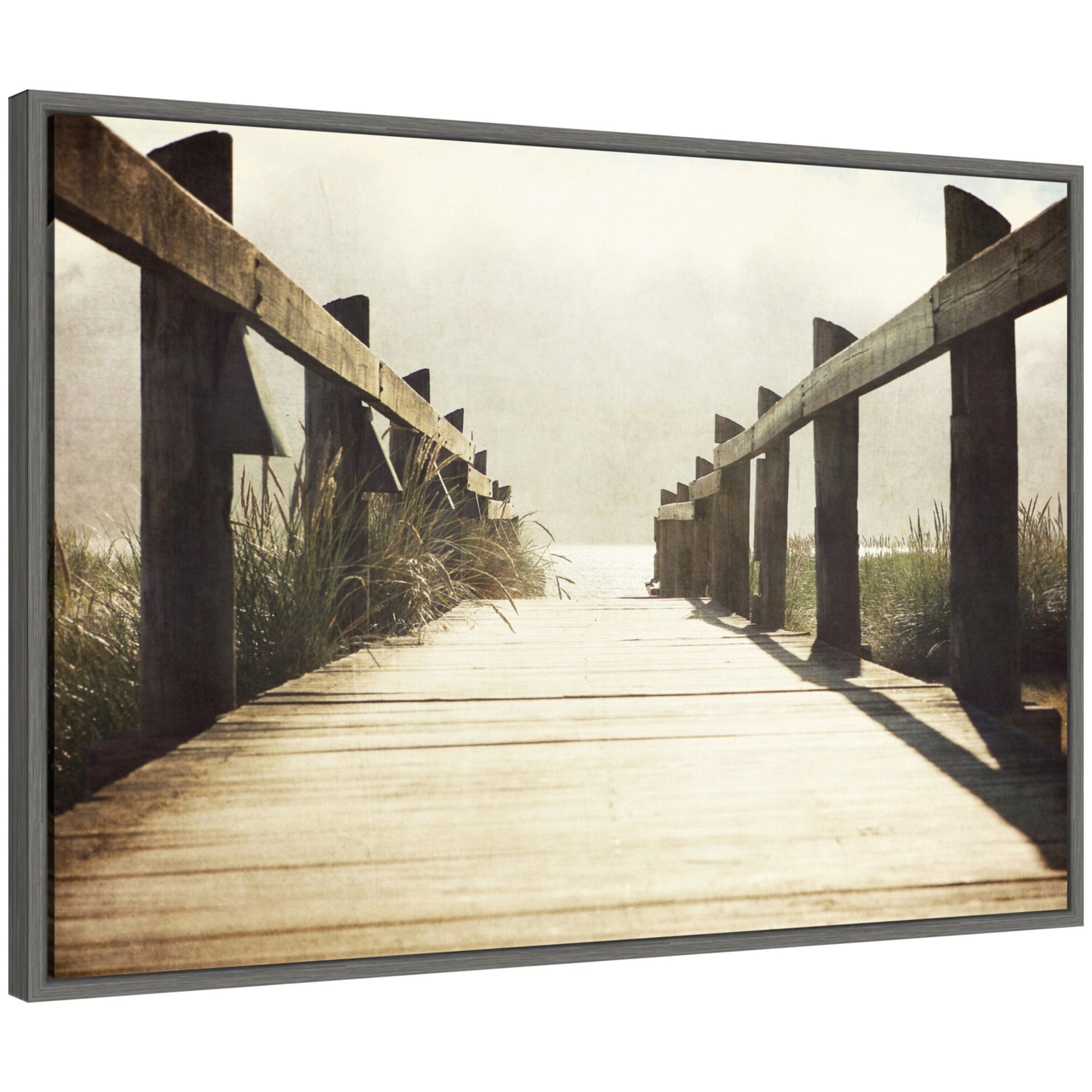 Sylvie Cannon Beach Wood Walkway Framed Canvas by Saint and Sailor Studios