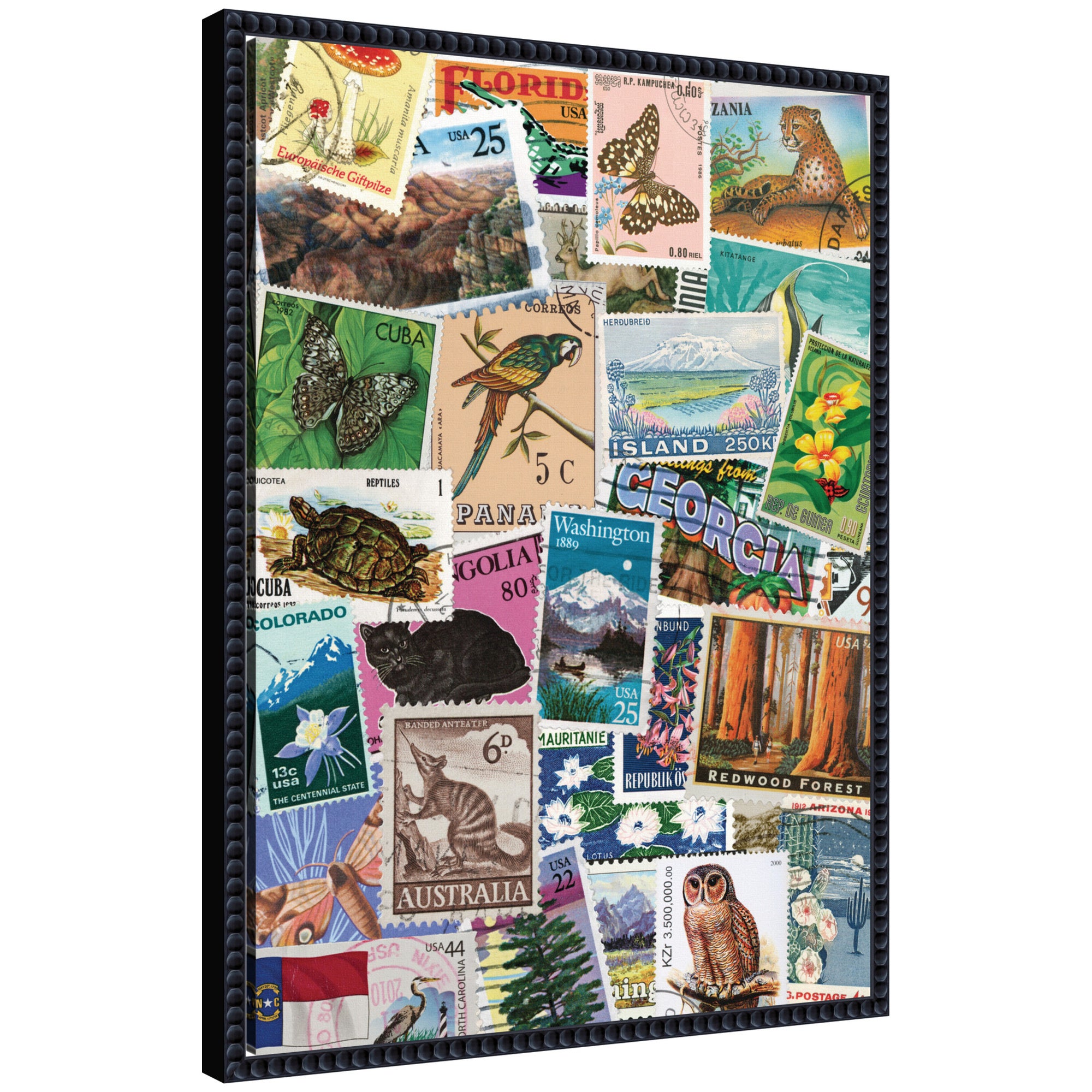 Vintage Stamps by Megan Ryan Framed Canvas Wall Art Print