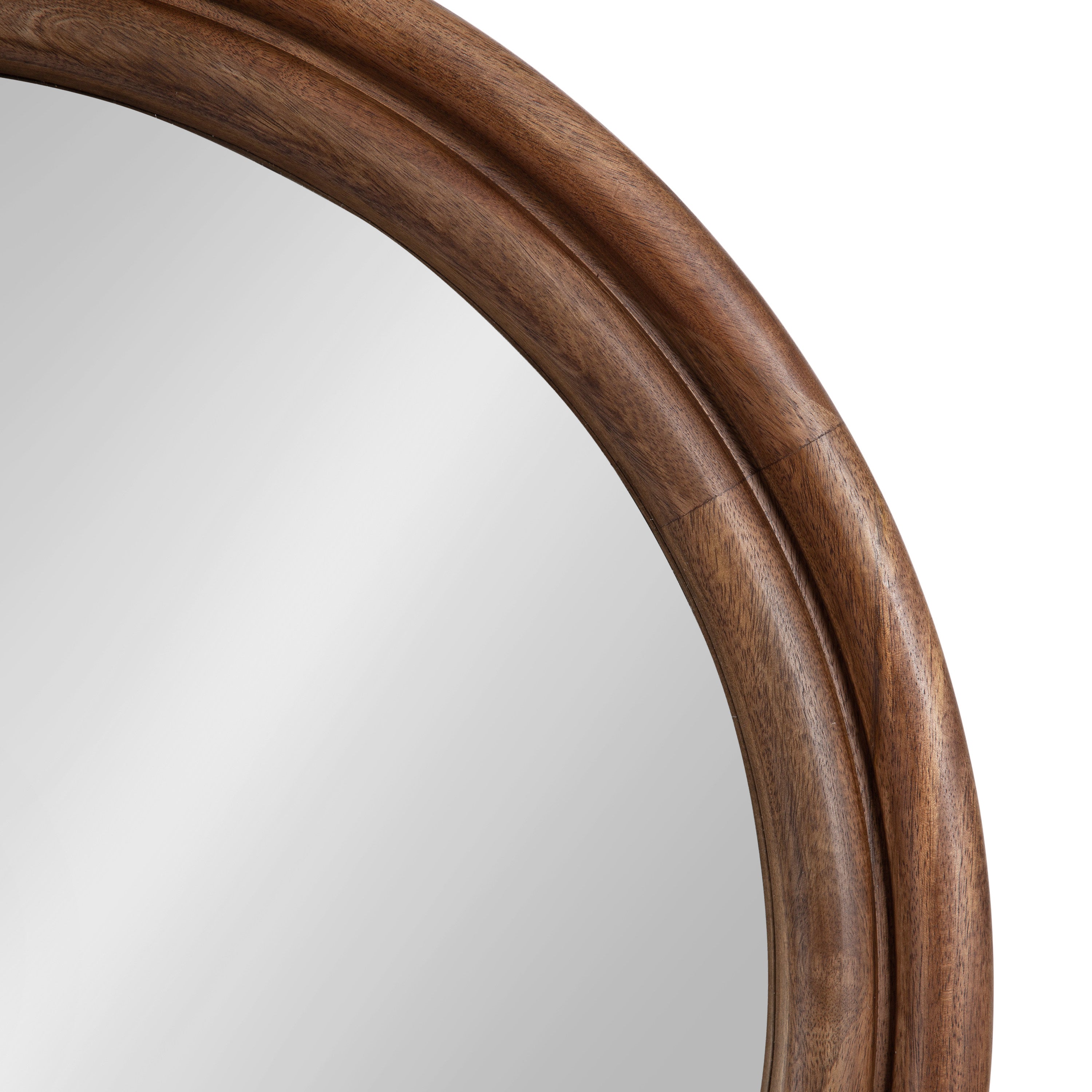 Round Mirror Walnut Brown 26" Diameter 3