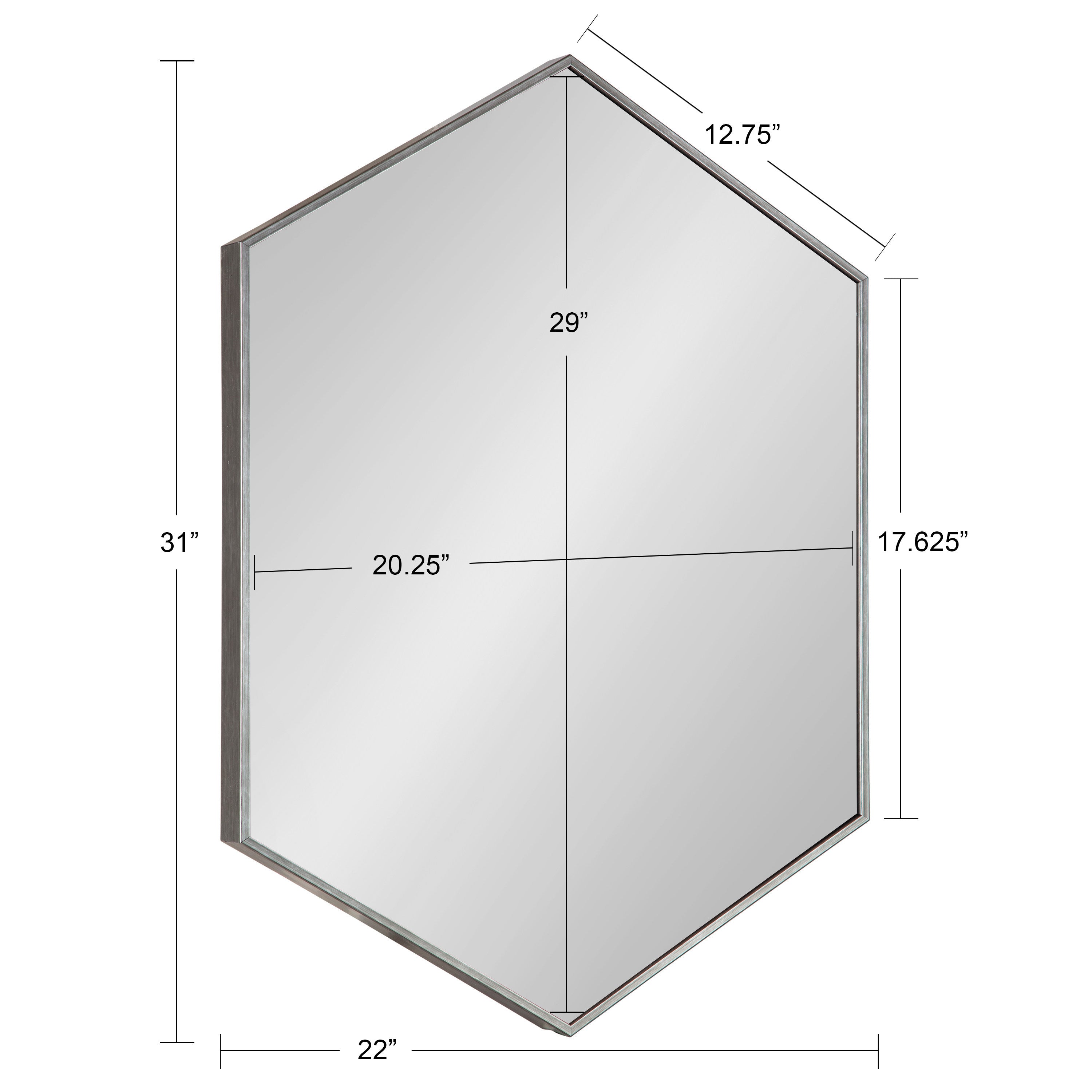 Hexagon Mirror Dark Silver 22x31 5