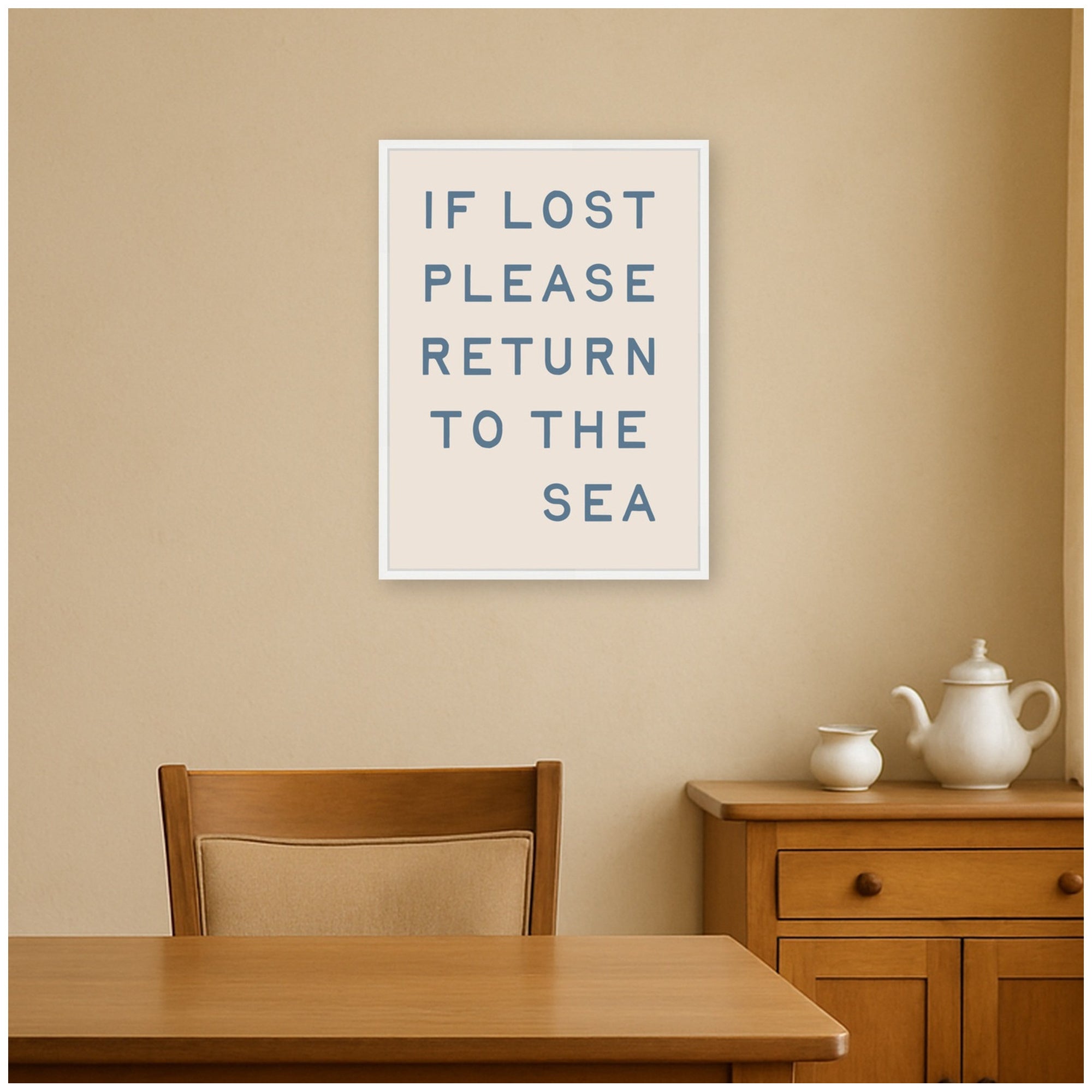 If Lost Please Return to the Sea by Megan Ryan Framed Canvas Wall Art Print