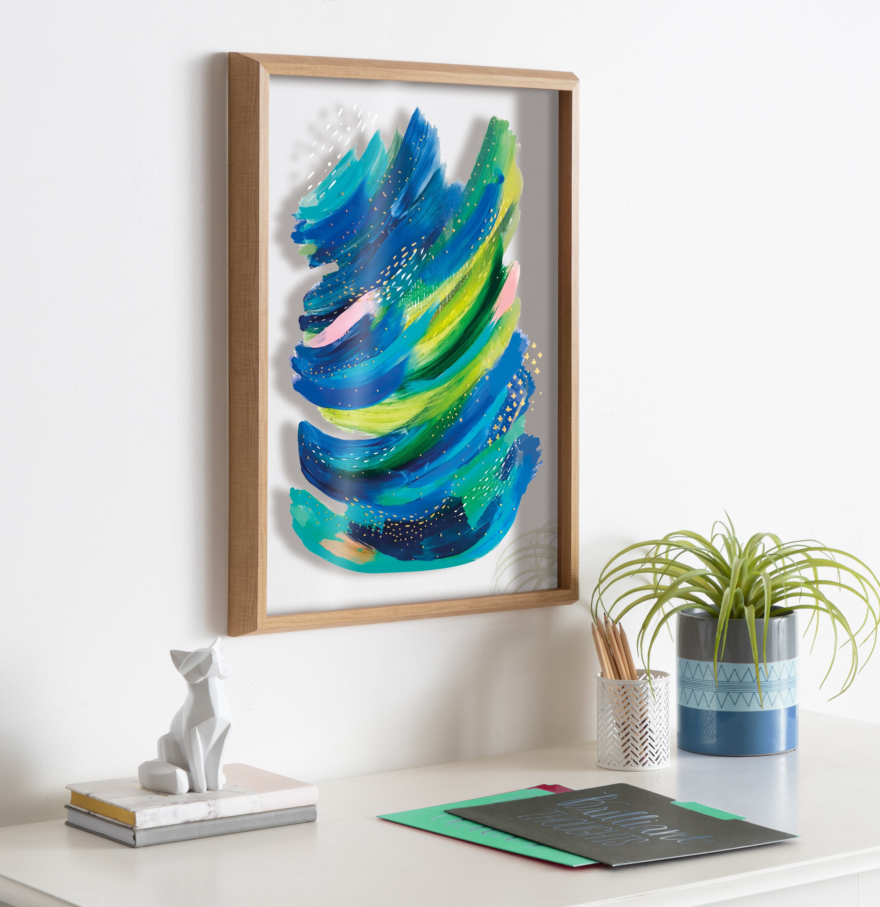 Blake Bright Abstract 2 Framed Printed Glass by Jessi Raulet of Ettavee