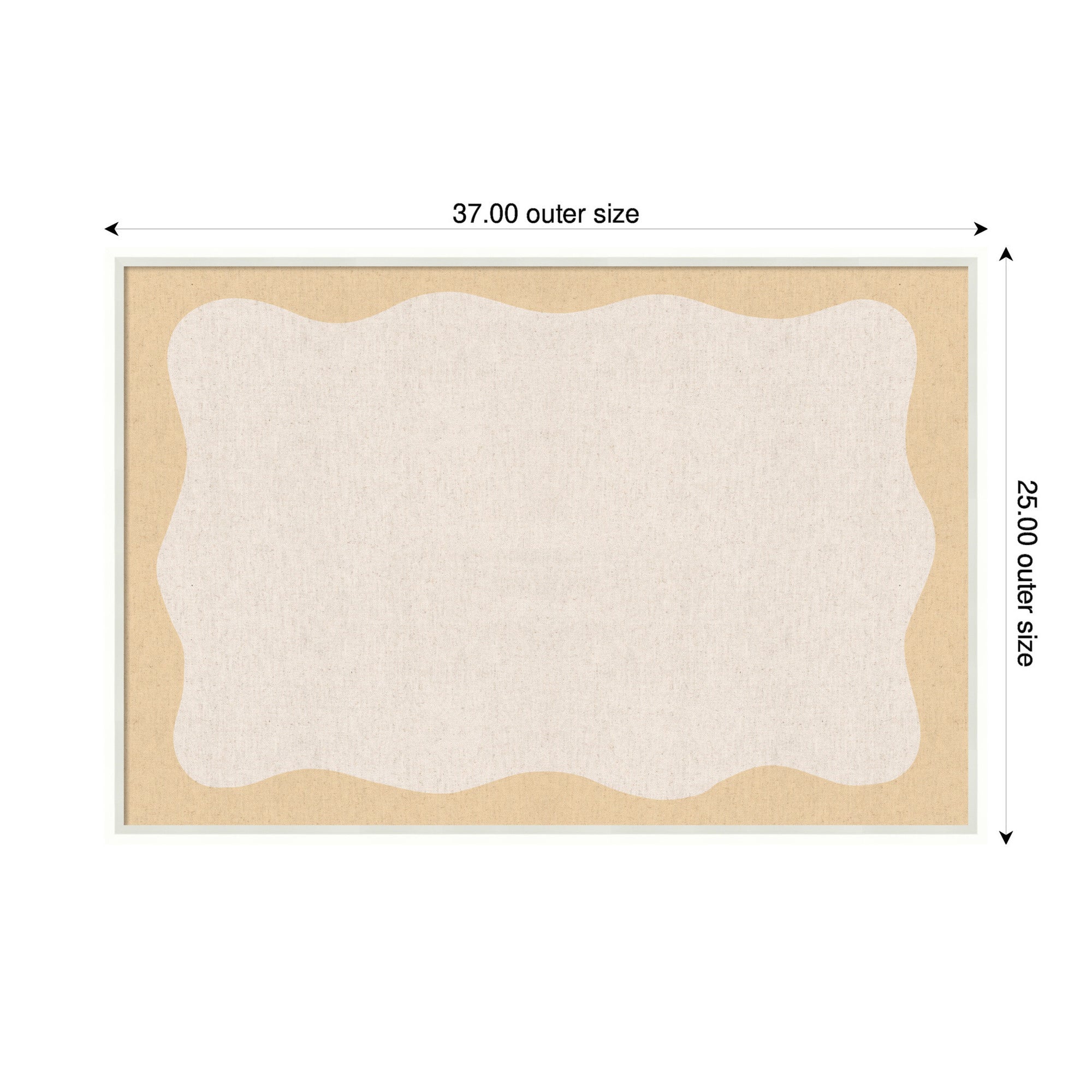 Framed Fabric Pinboard Wavy Neutral Linen and Yellow Wall Organization