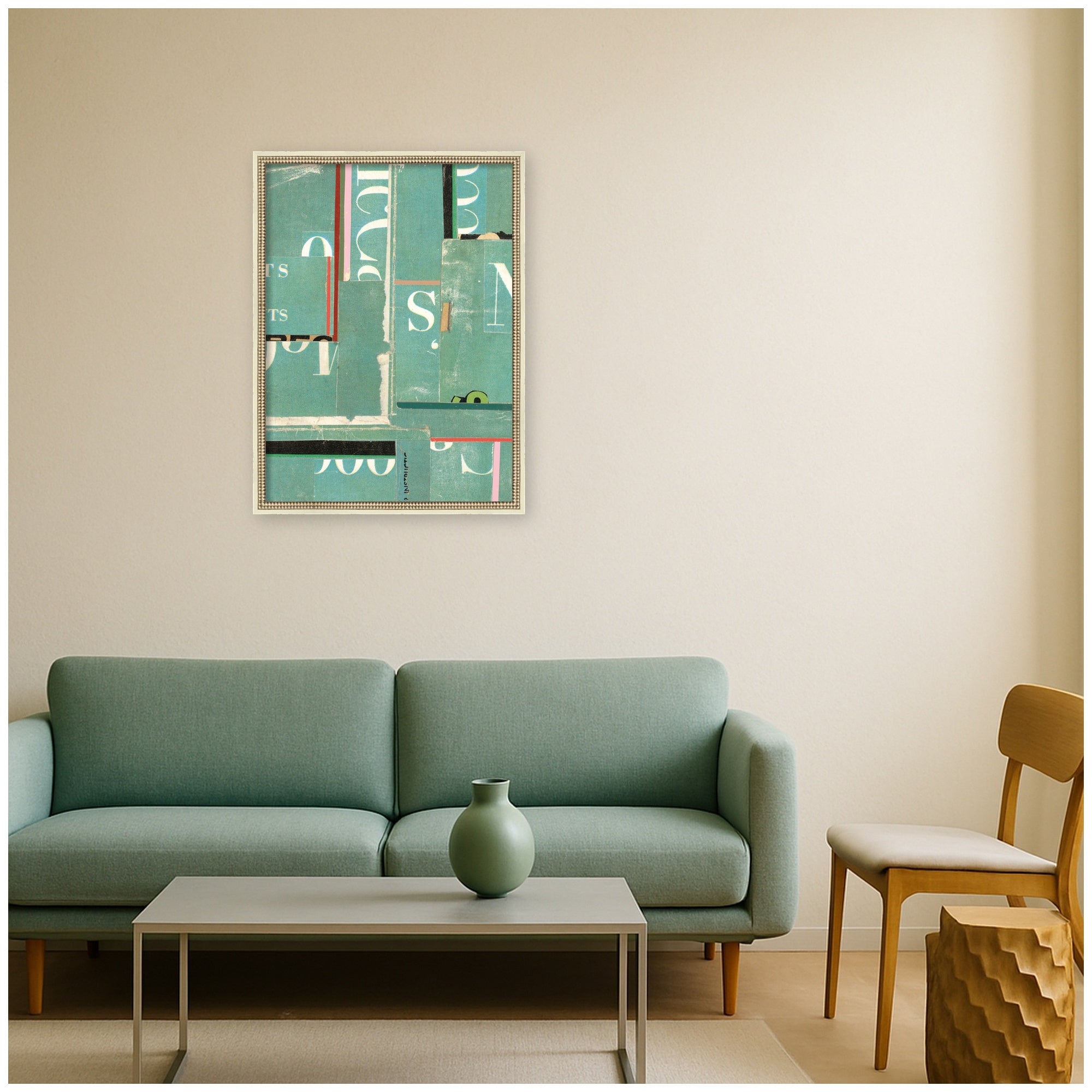 Typography Green by Felicia Dadak Framed Mounted Canvas Wall Art Print