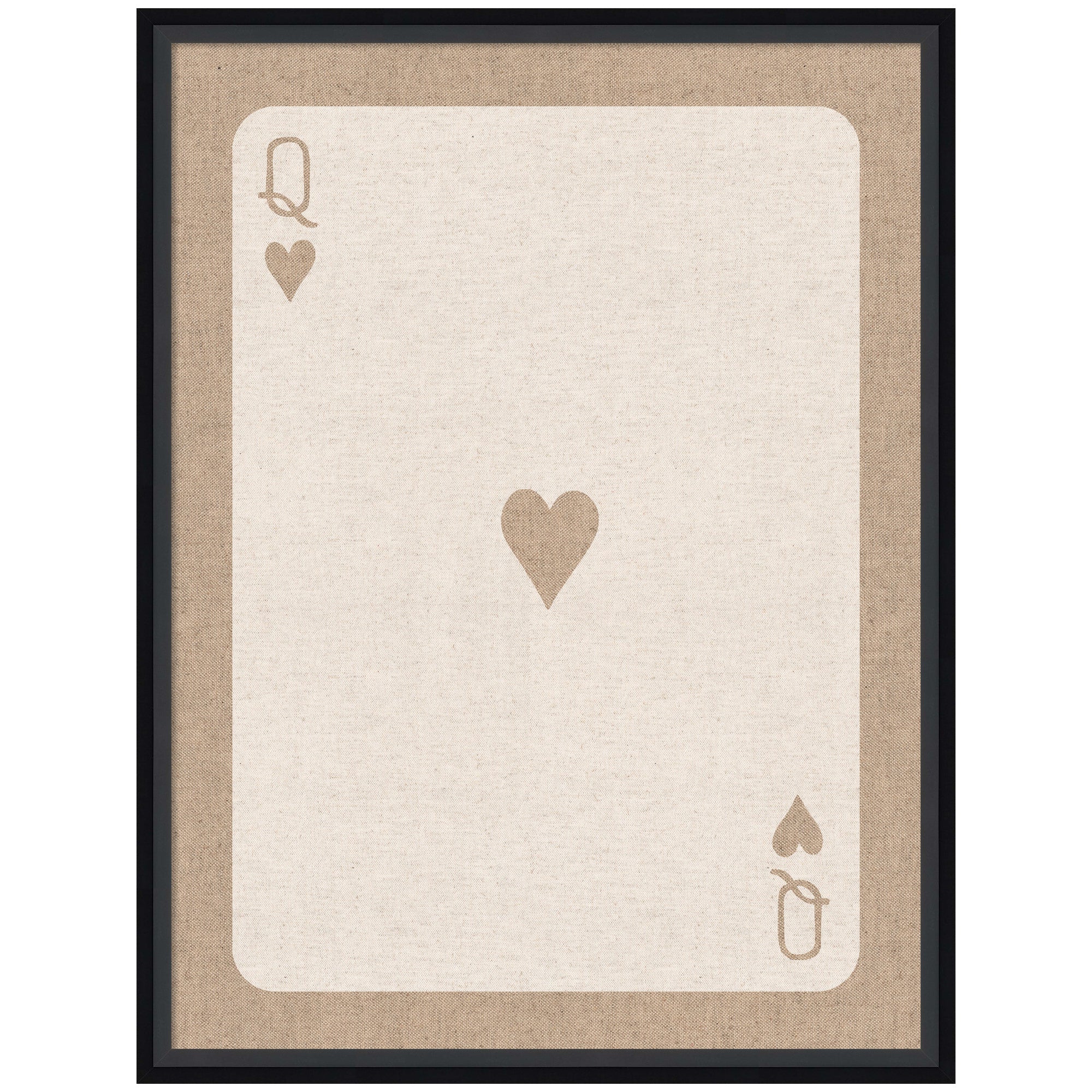 Framed Fabric Pinboard Queen of Hearts Linen Texture Wall Organization