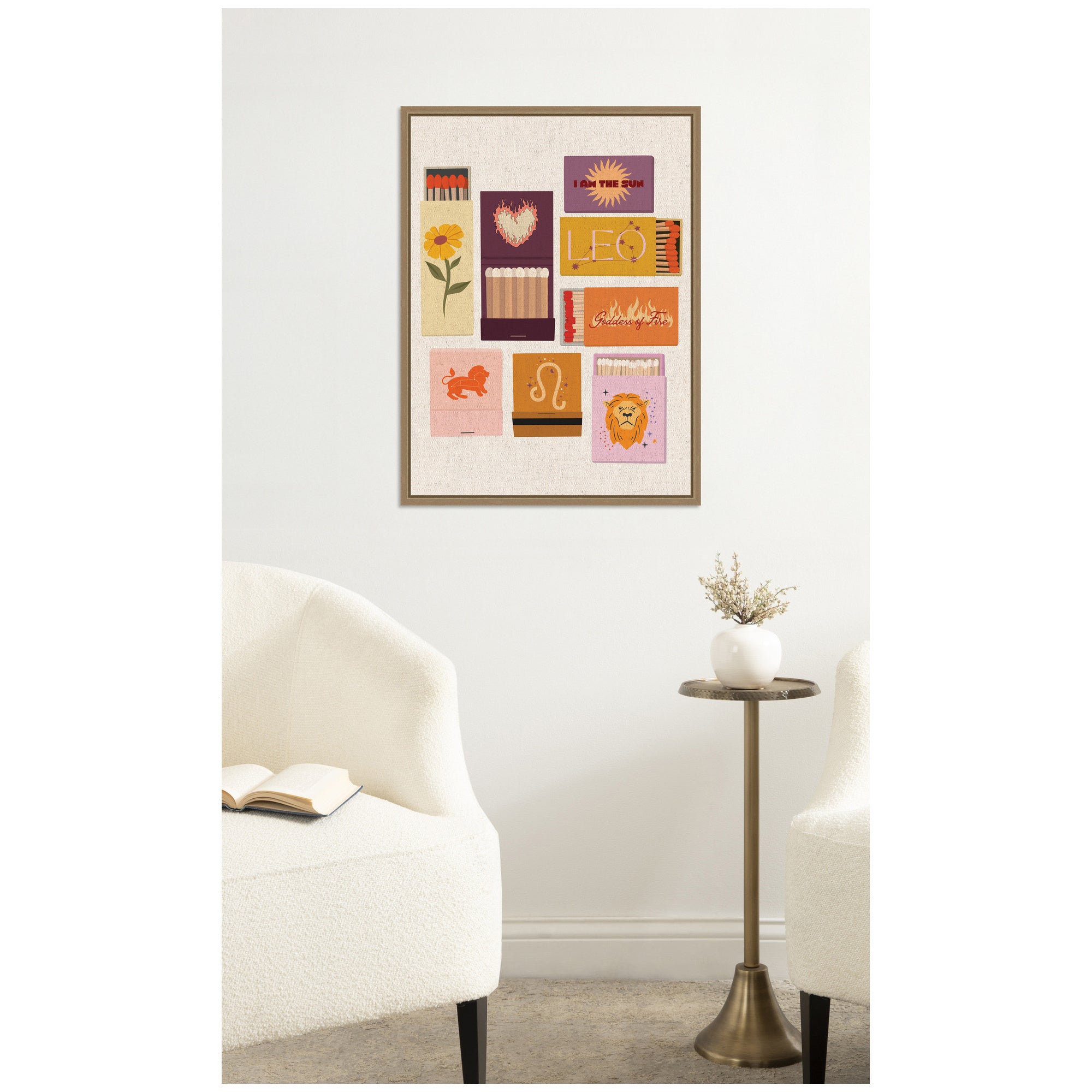 Leo Matchbooks Linen FC by Megan Ryan Framed Canvas Wall Art Print