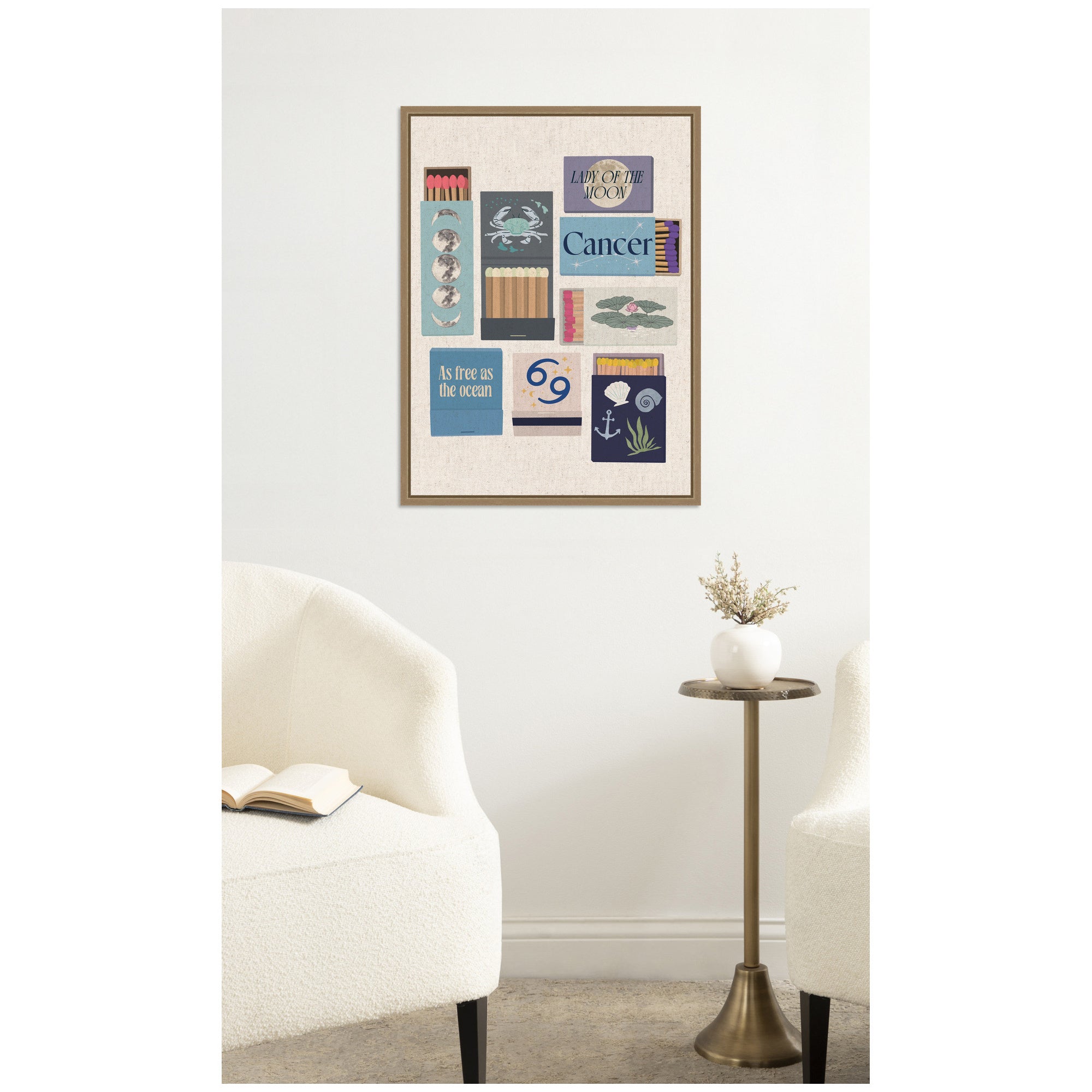 Cancer Matchbook Linen FC by Megan Ryan Framed Canvas Wall Art Print