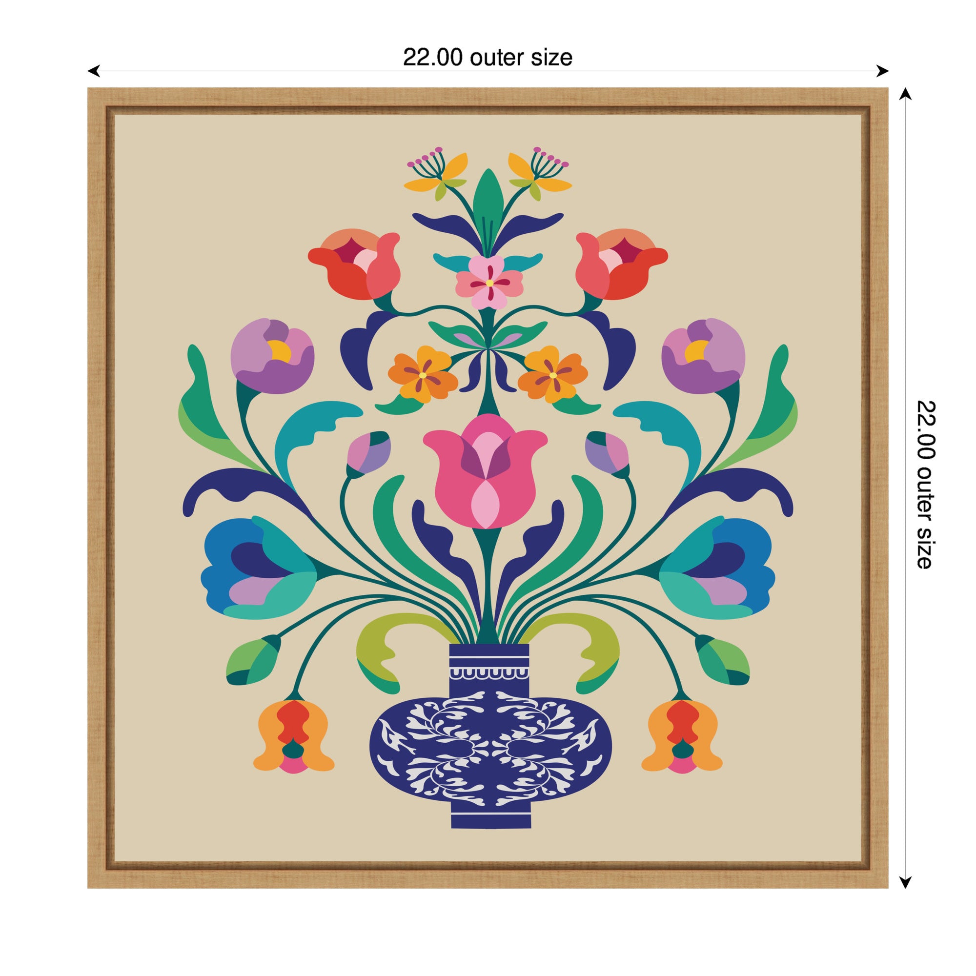 Floral Blue Vase by Rachel Lee Framed Canvas Wall Art Print