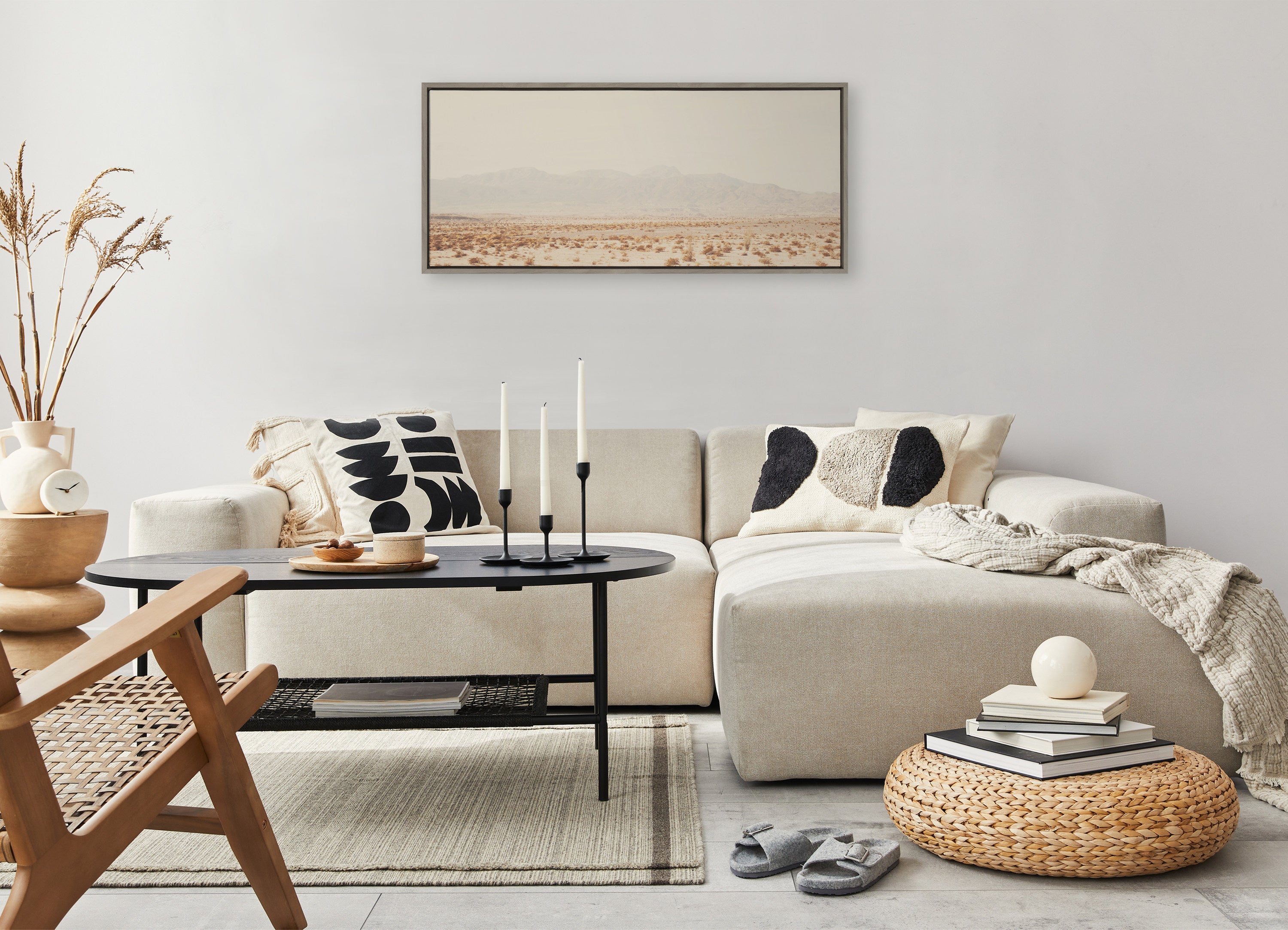 Framed Canvas Sylvie Graywash 18x40 5