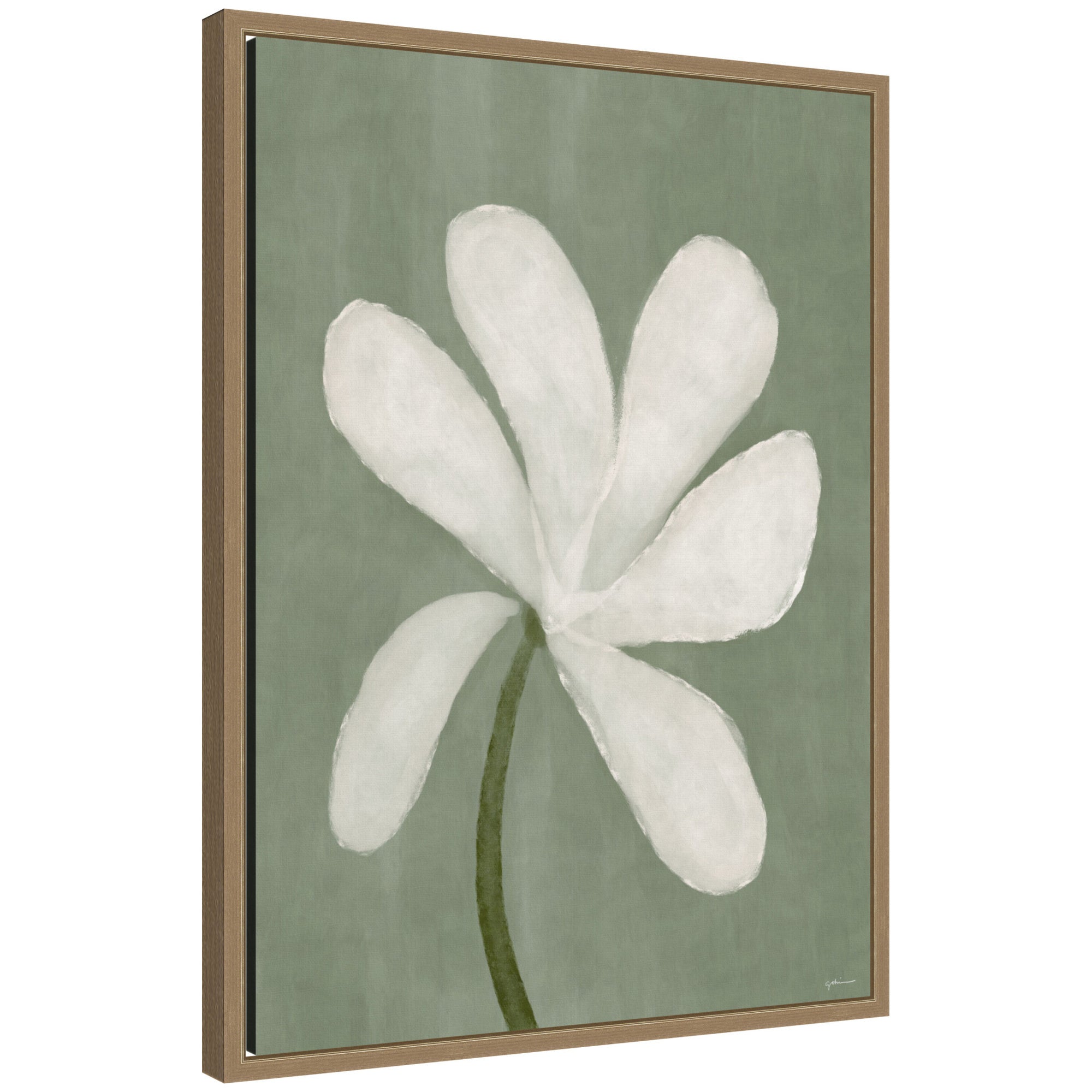 White Floral by Gabrielly Guedes Framed Canvas Wall Art Print
