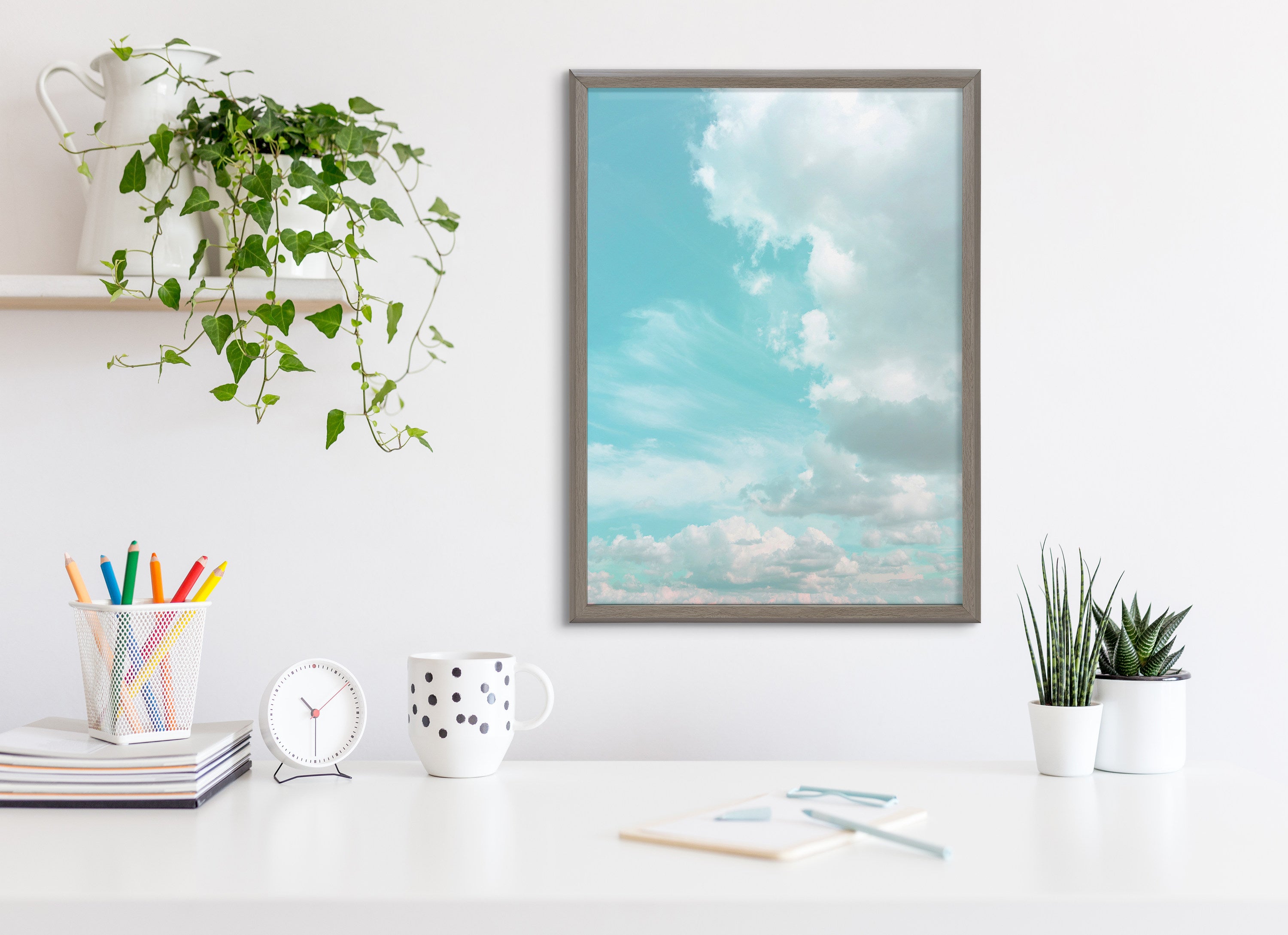 Blake Head in the Clouds Framed Printed Glass by Dominique Vari