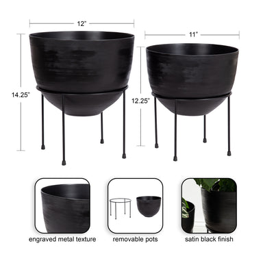 Freestanding Planter Black 2 Piece 2