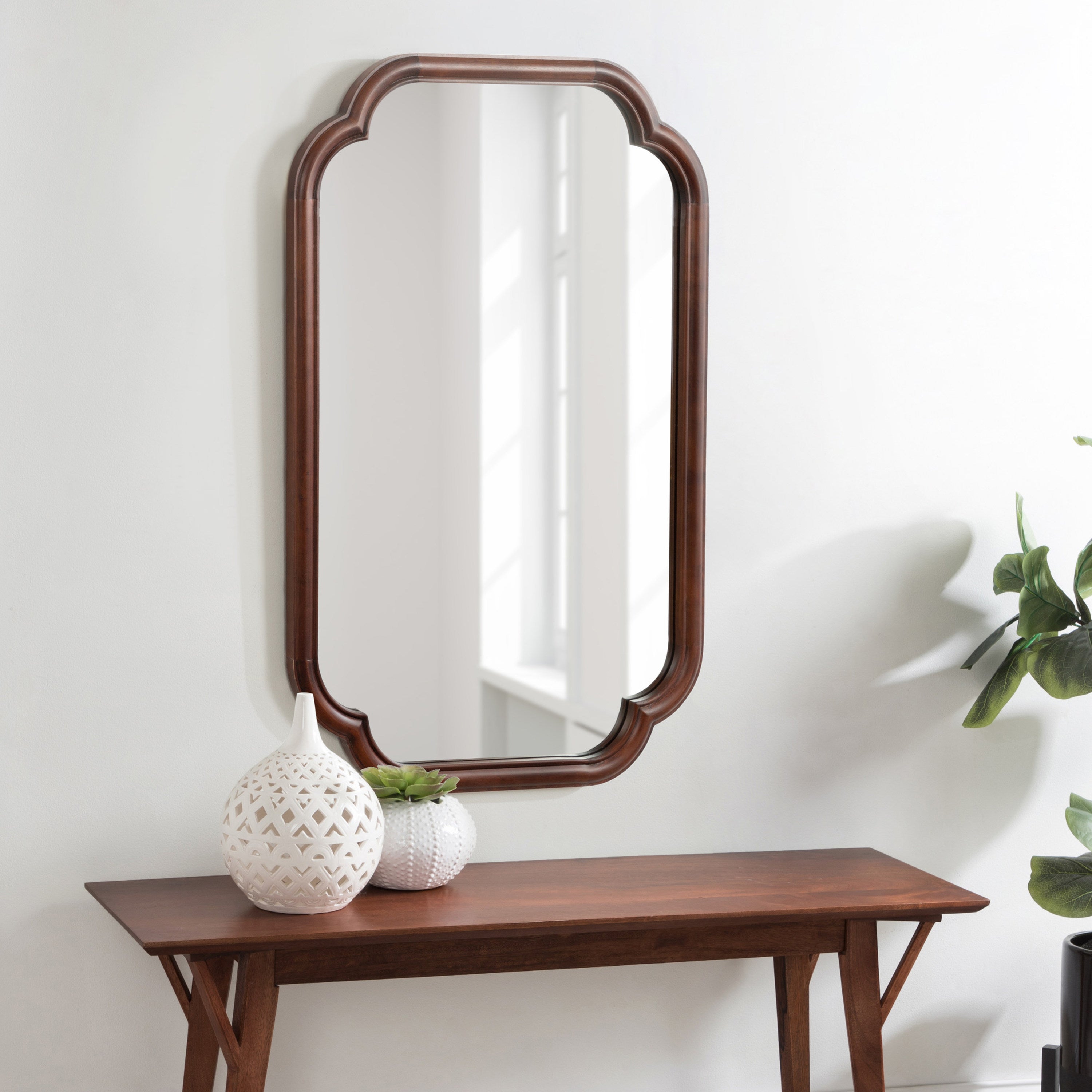 Scallop Mirror Walnut Brown 24x36 6