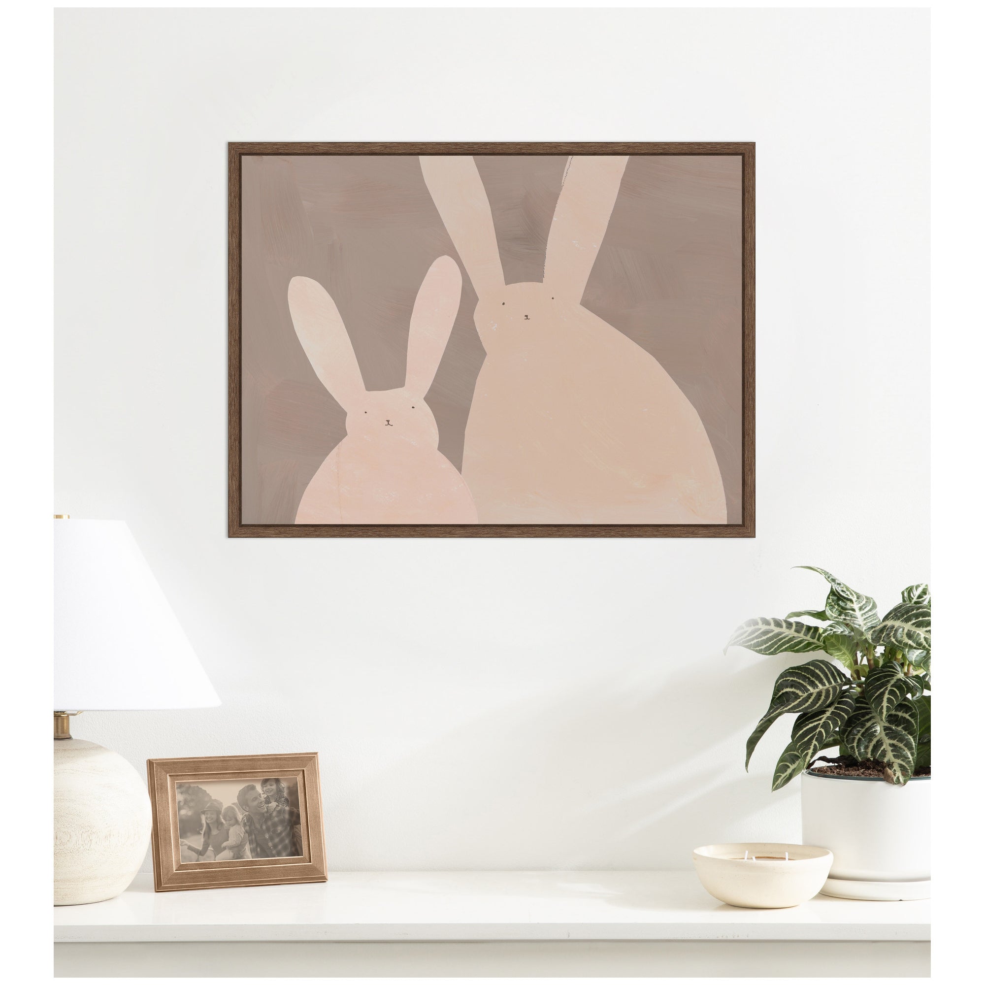Bunny Mama and Baby by Alicia Abla Framed Canvas Wall Art Print