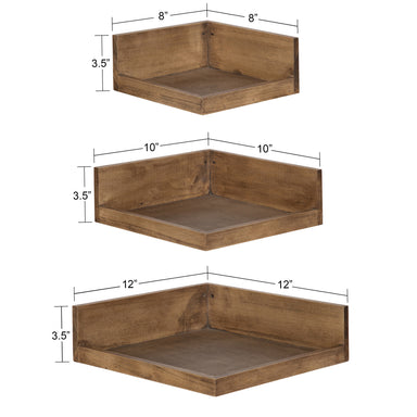 Floating Shelf Rustic Brown 3 Piece 2