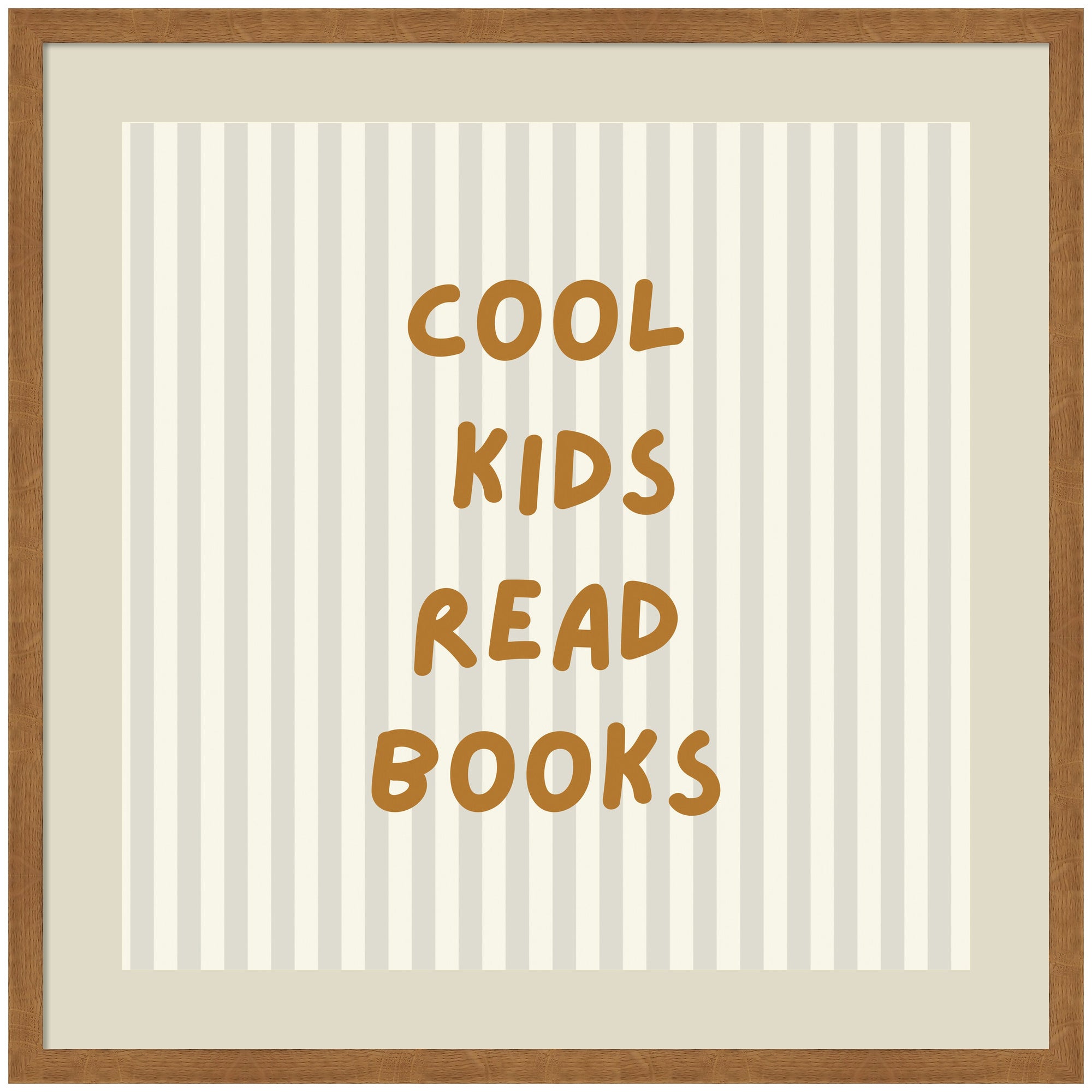 Cool Kids Read Books Stripes Square by Laura Moss Framed Wall Art Print