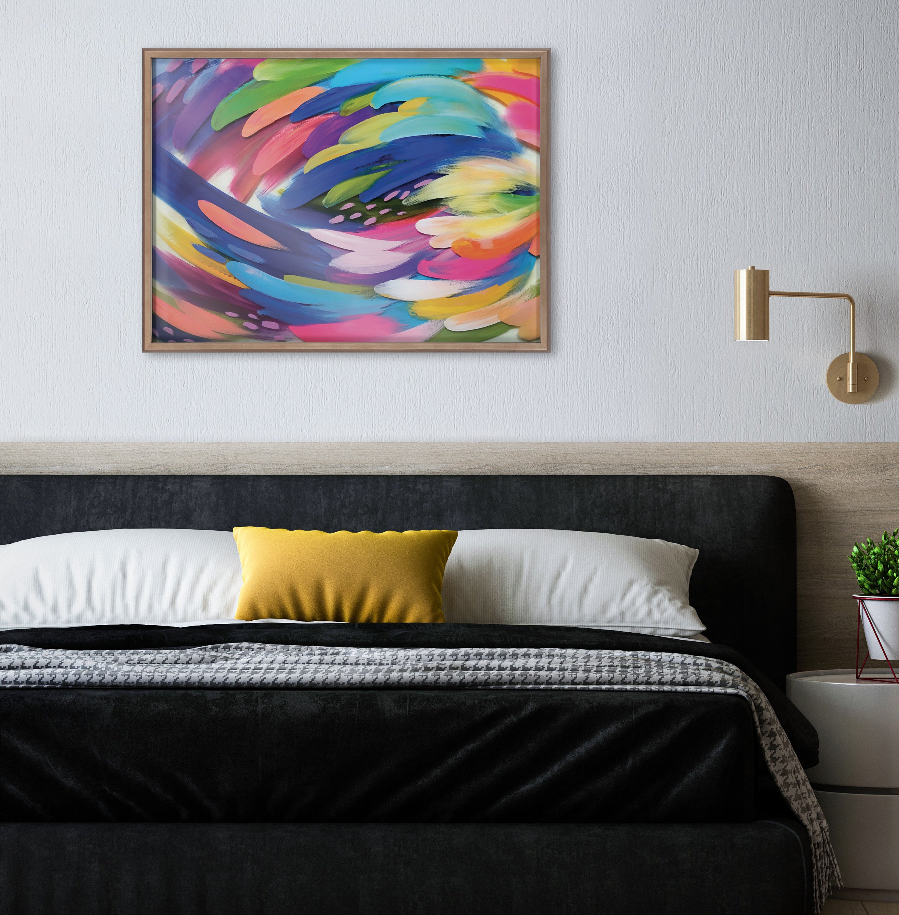 Blake Bright Brush Strokes Framed Printed Art by Jessi Raulet of Ettavee