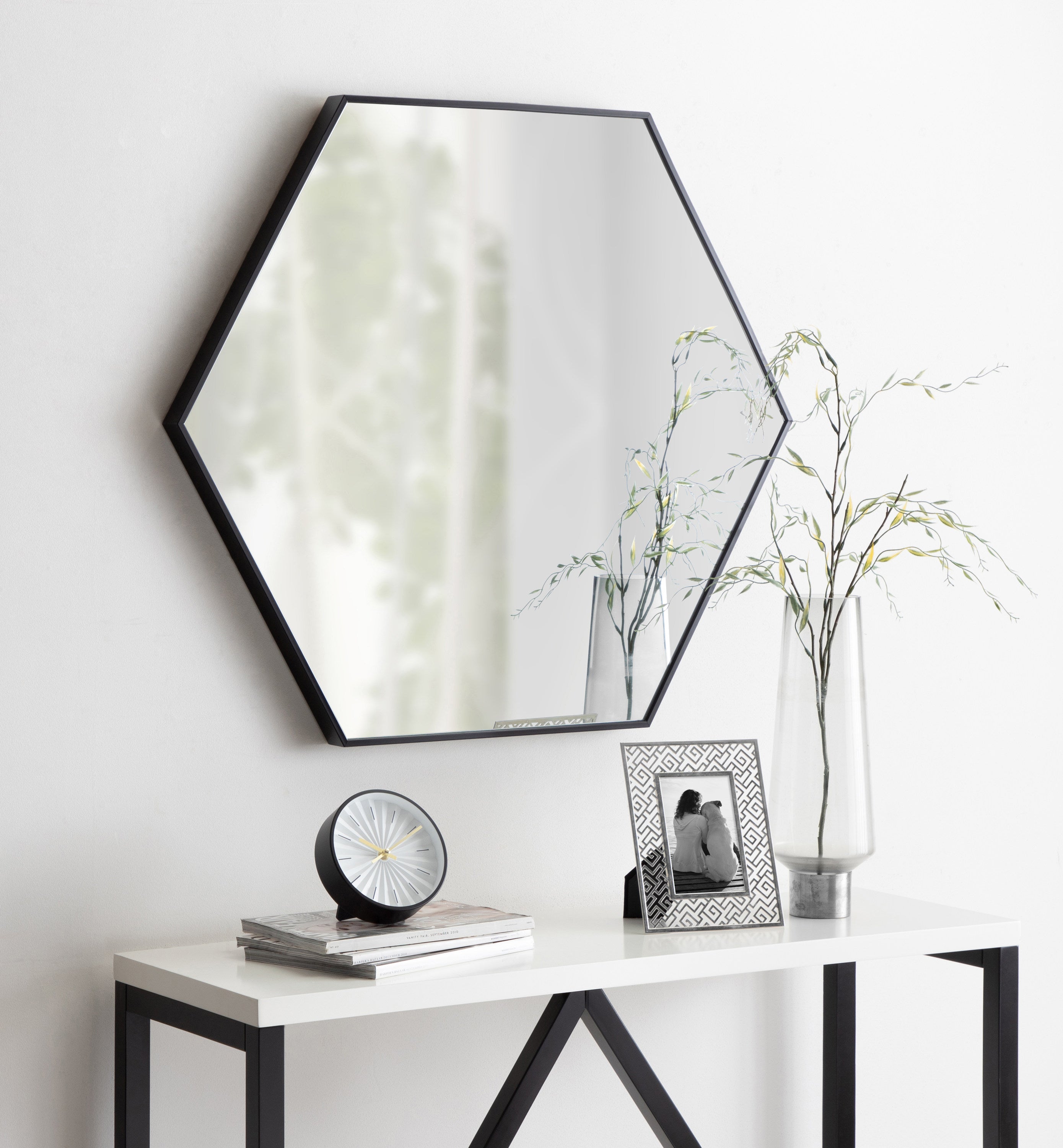 Hexagon Mirror Black 30x30 6
