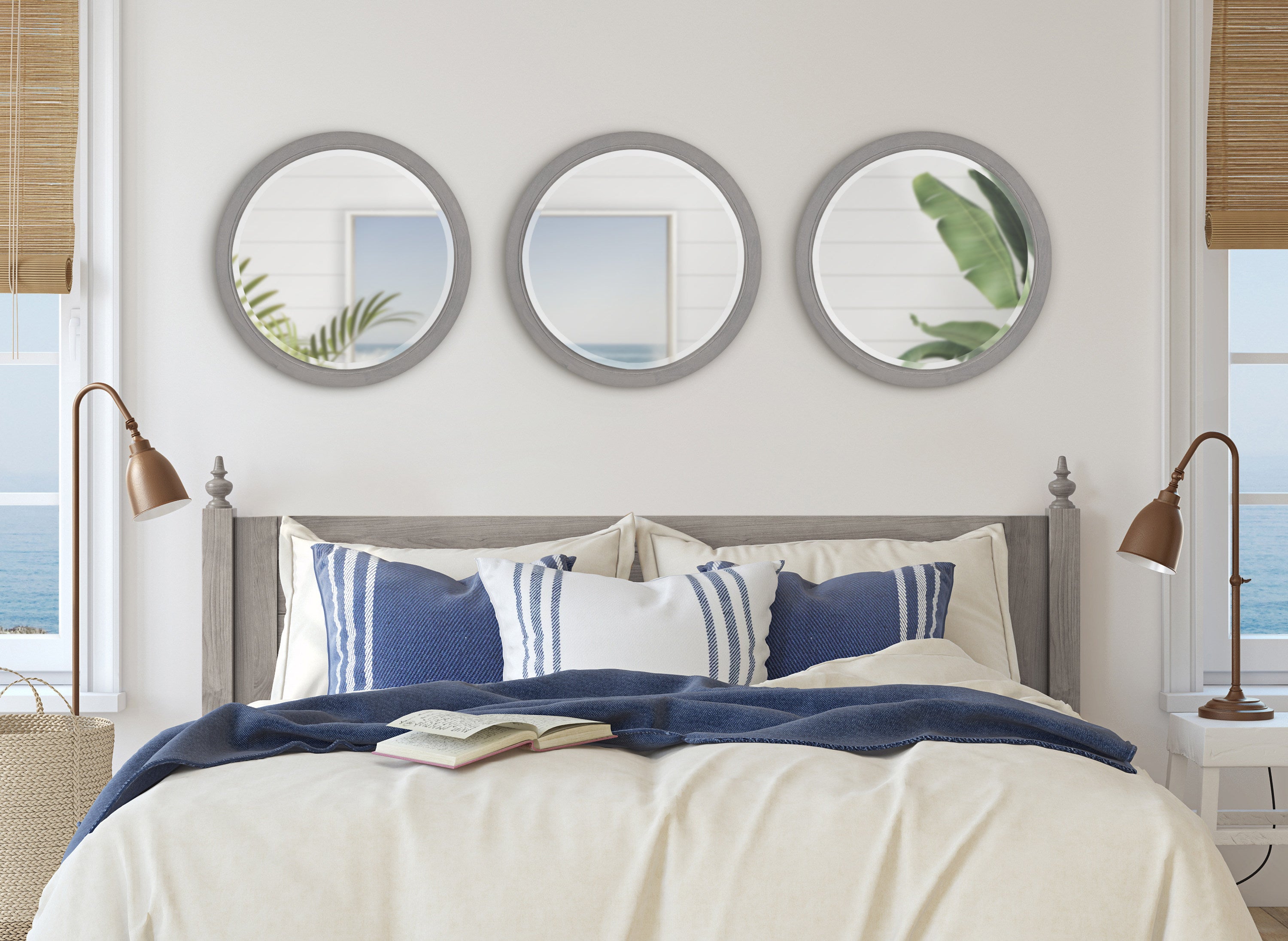 Round Mirror Gray 18" Diameter 7
