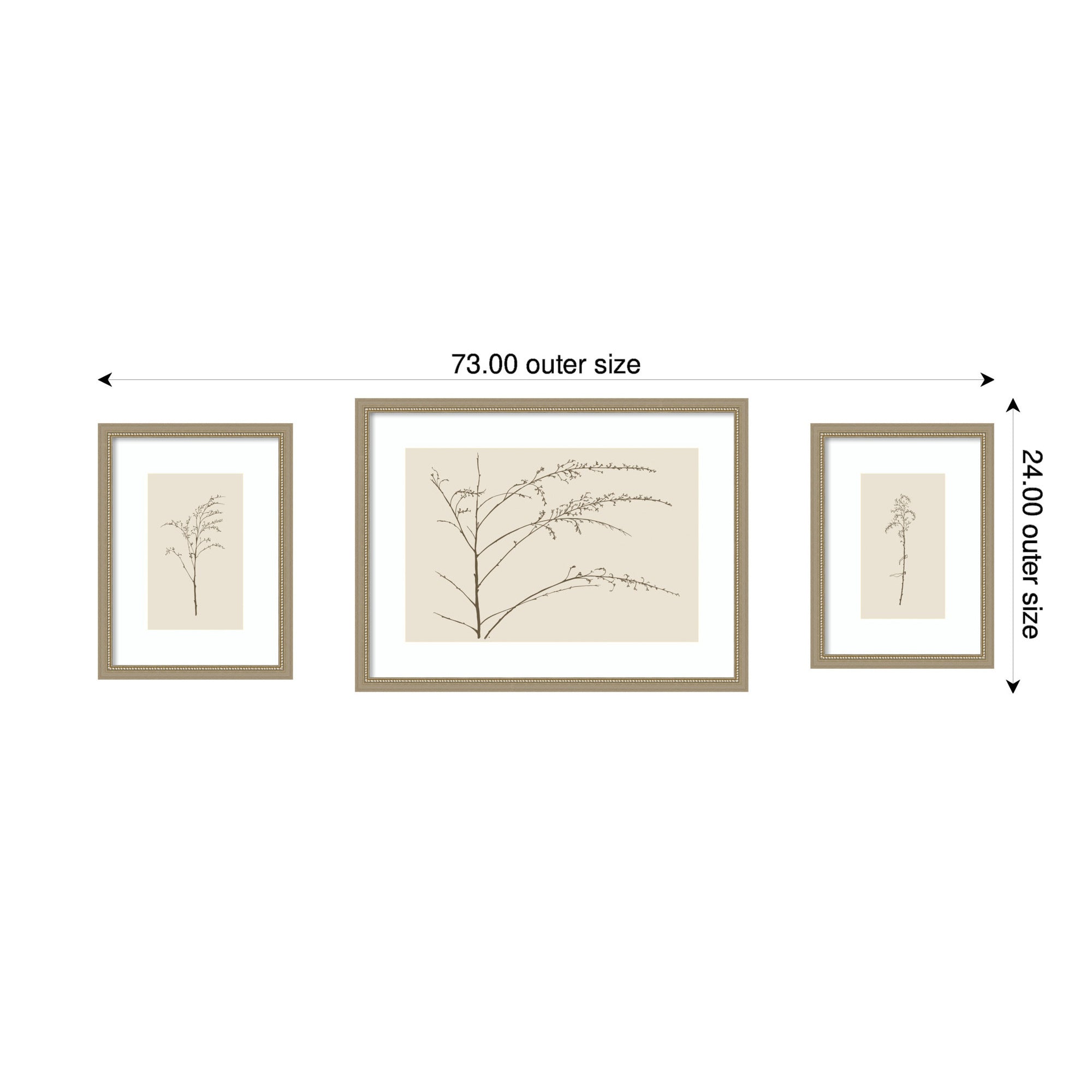 Framed Art Set 3 Piece Set 15x20/24x32 Belmont Distress Silver 2