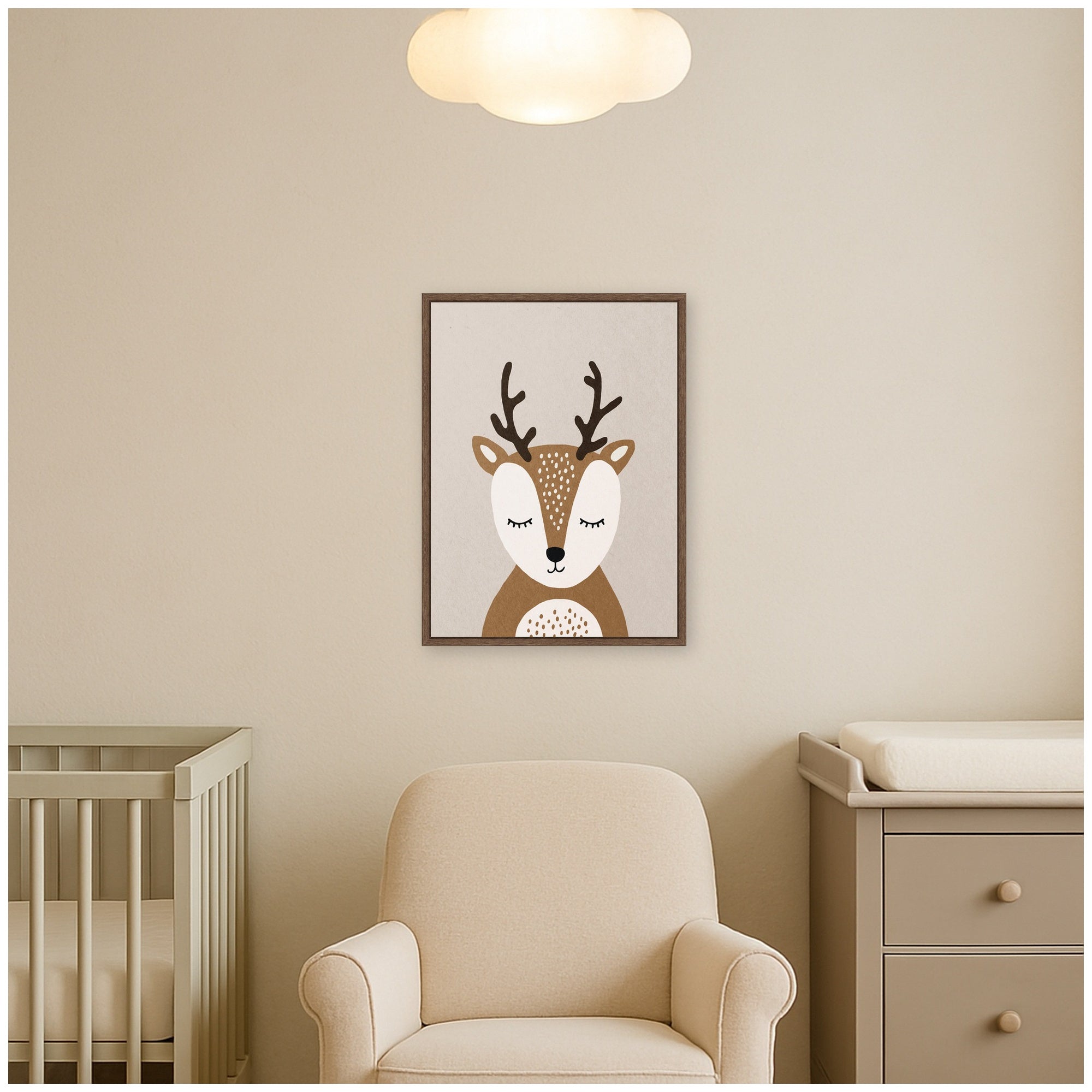 Deer by July Art Prints Framed Canvas Wall Art Print