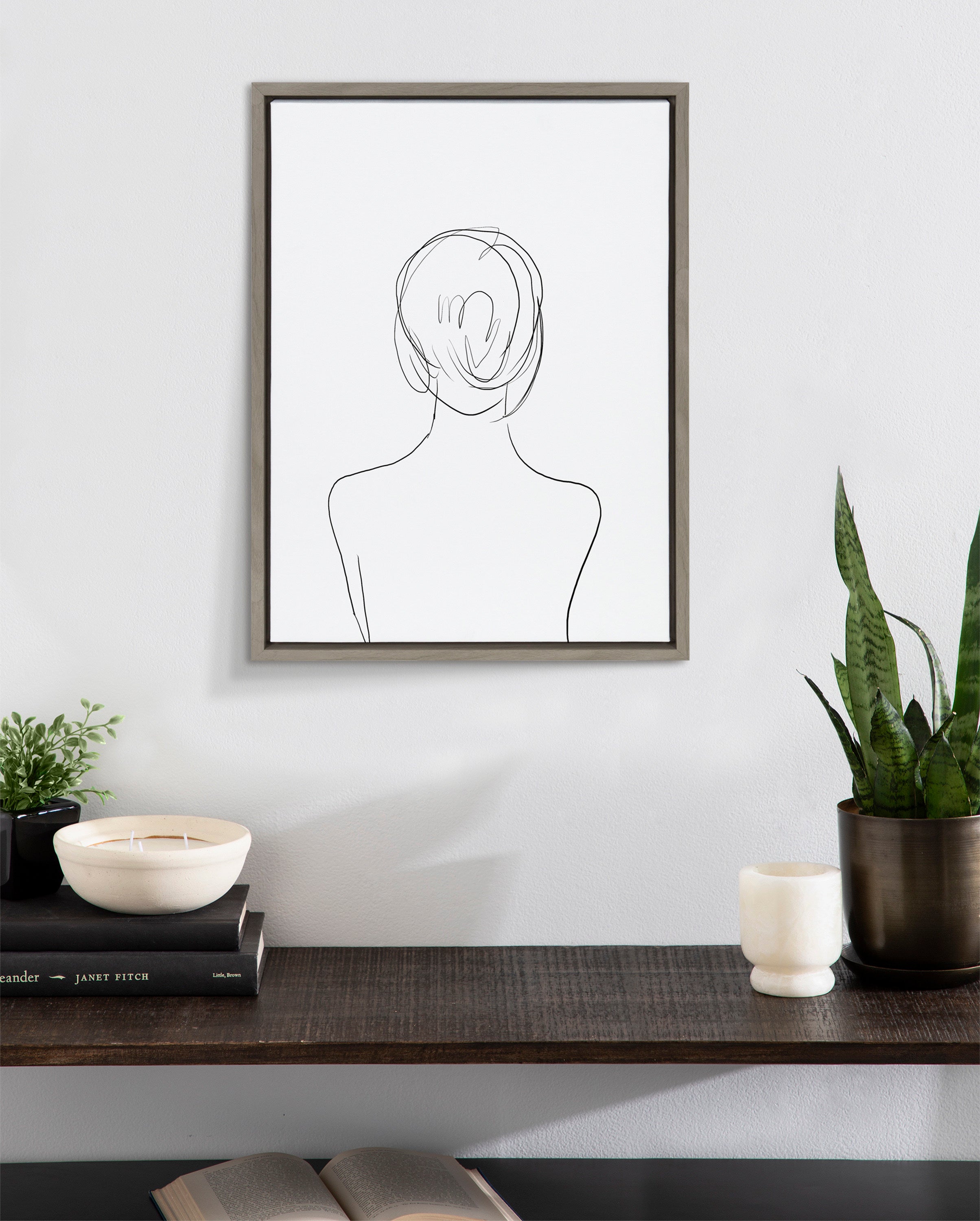 Sylvie Minimalist Woman Framed Canvas by Teju Reval of SnazzyHues