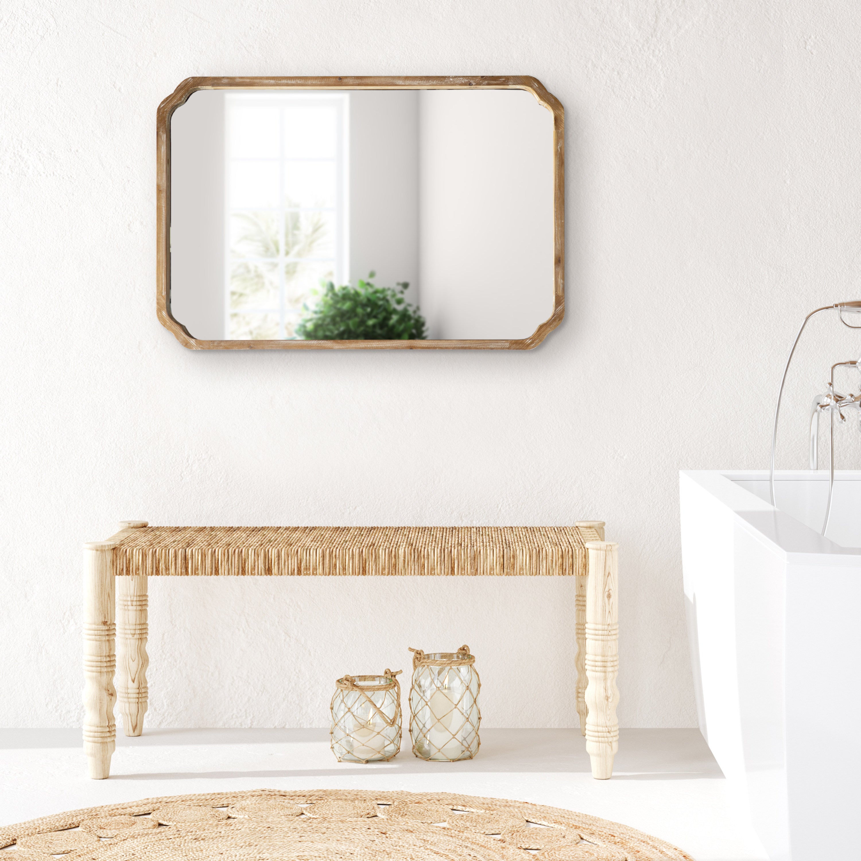 Scallop Mirror Rustic Brown 24x36 7