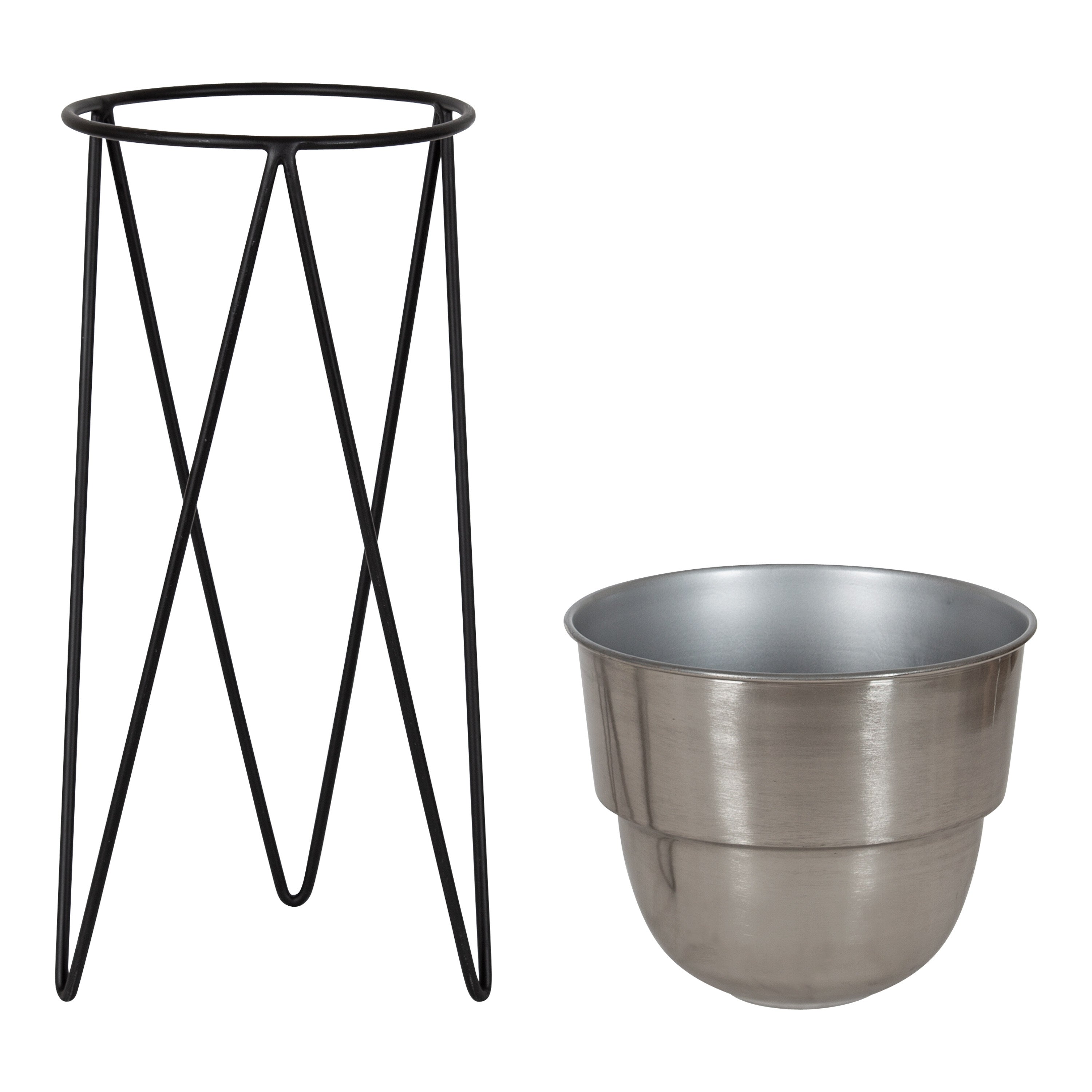 Freestanding Planter Silver Black 2 Piece 4