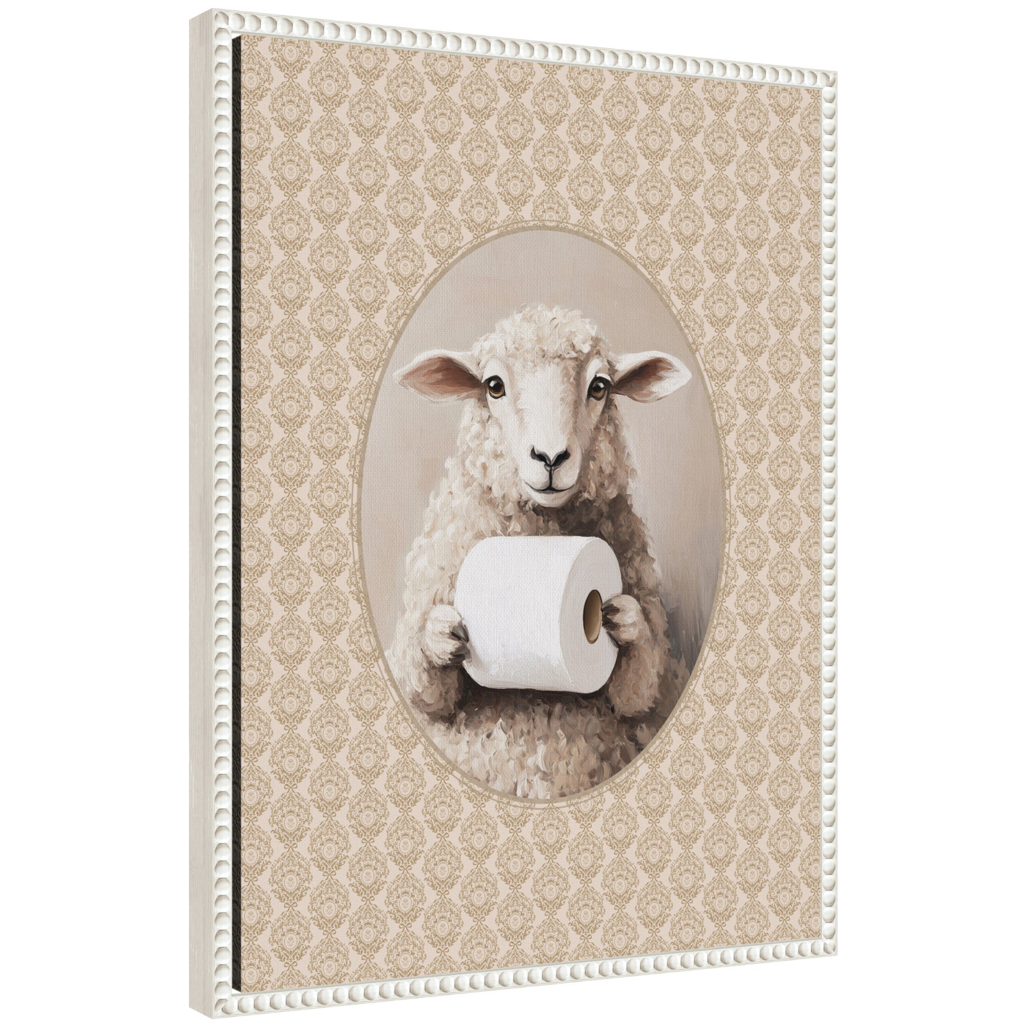 Framed Canvas 18x24 Sylvie Beaded White 1