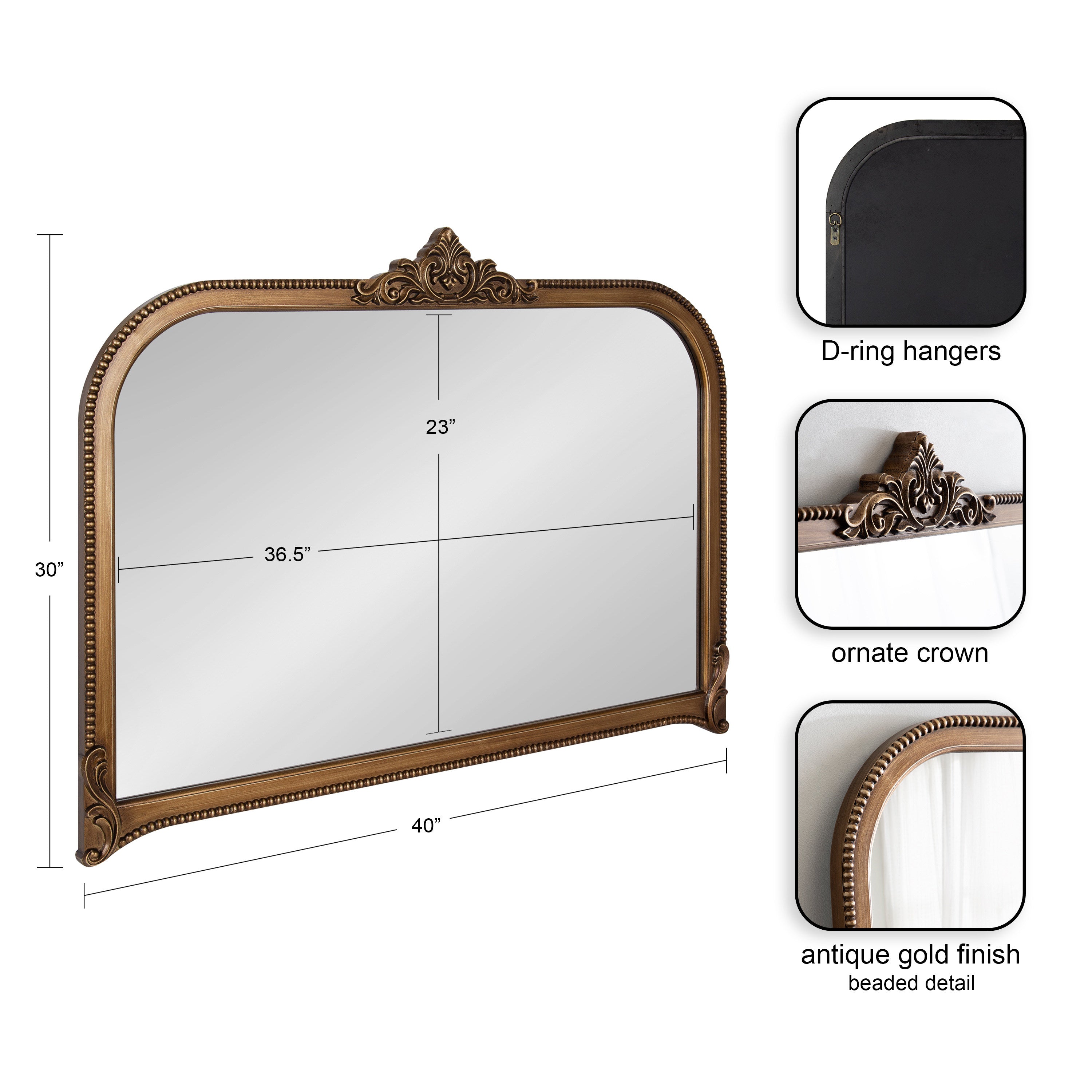 Arch Mirror 40x30 Gold 2