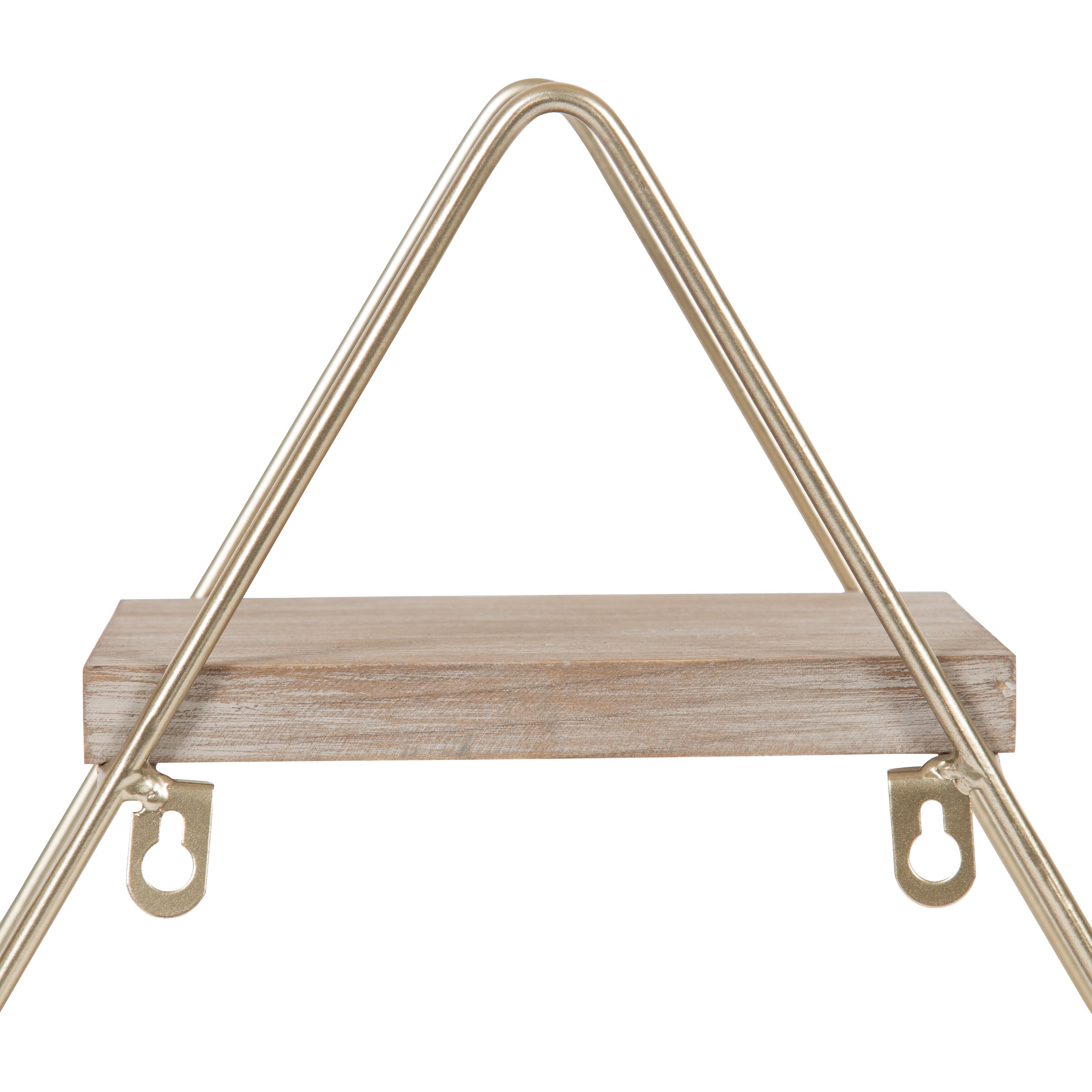 Accent Shelf Rustic Brown Gold 3 Shelves 5