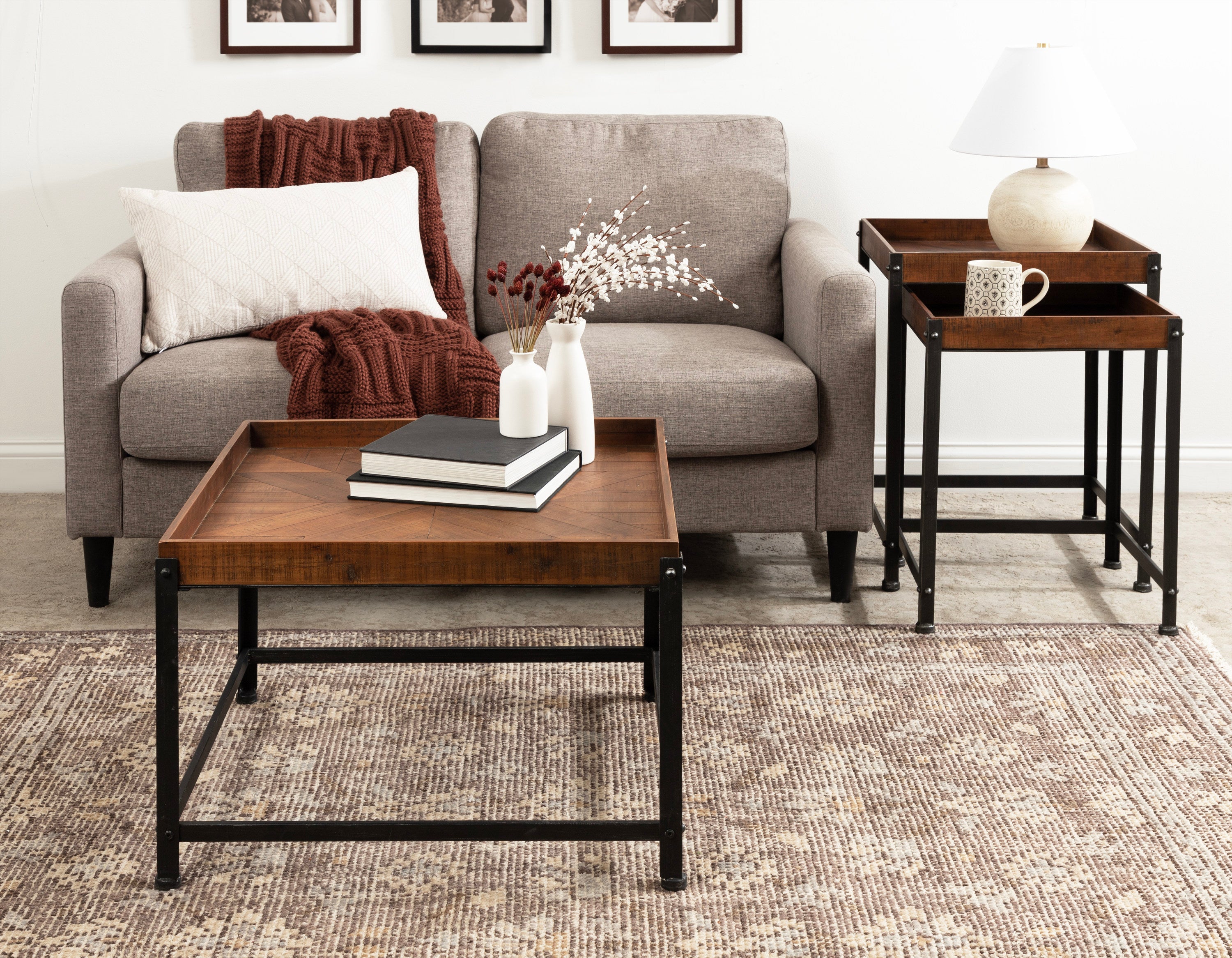 Marsh Wood and Metal Accent Table Set