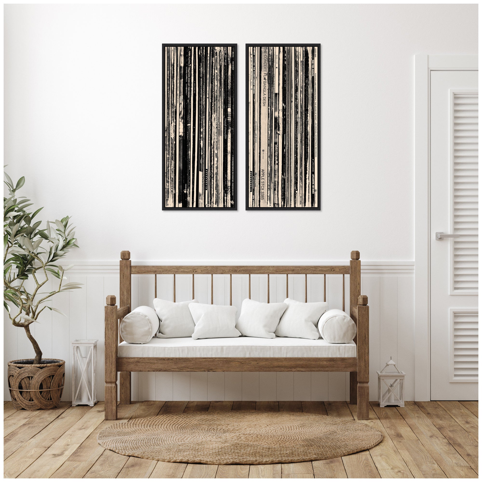 33 RPM Black and White Panel No. 1 & 2 2 Piece Framed Canvas Wall Art Set by Robert Cadloff