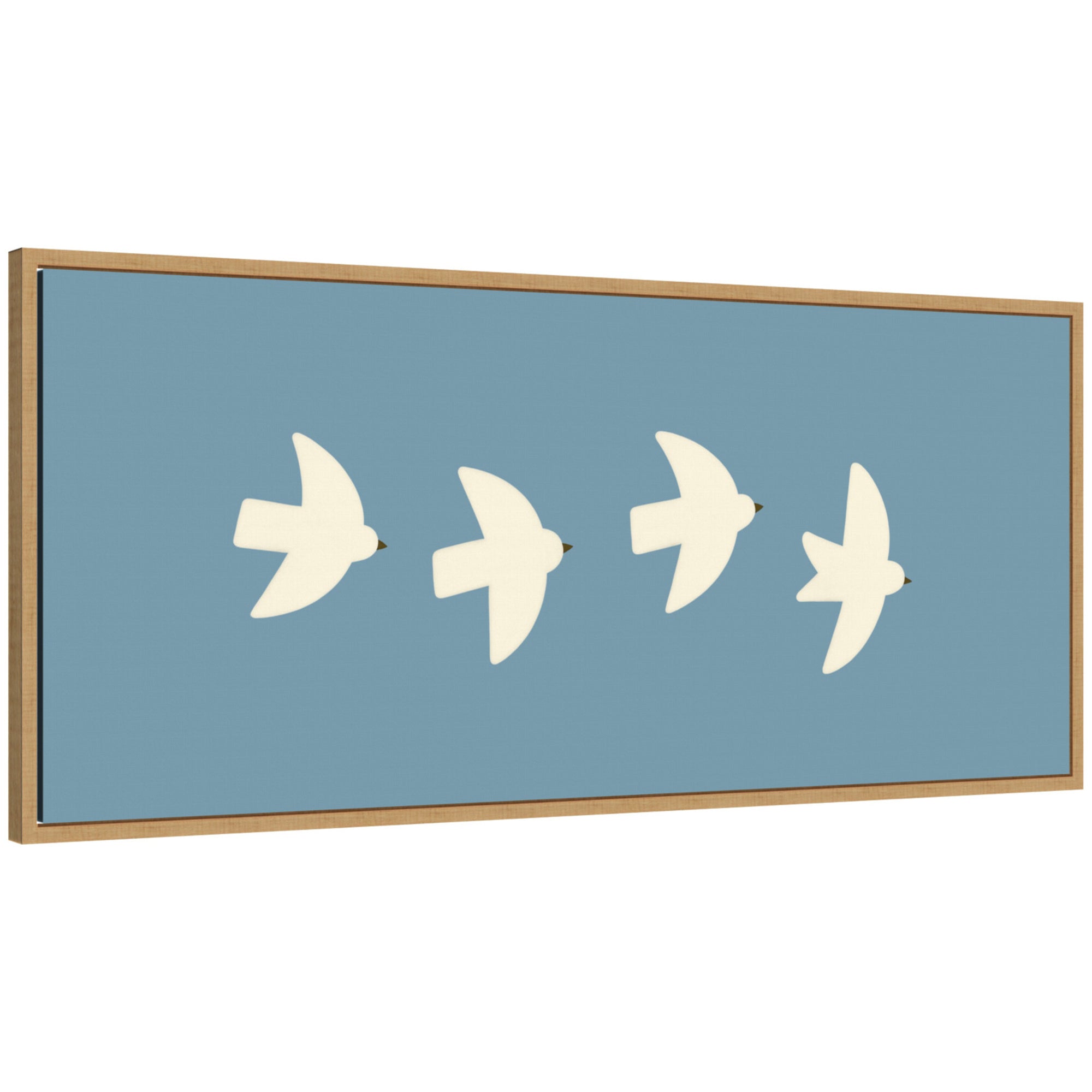 Minimalist Birds Panel Blue by Laura Moss Framed Canvas Wall Art Print
