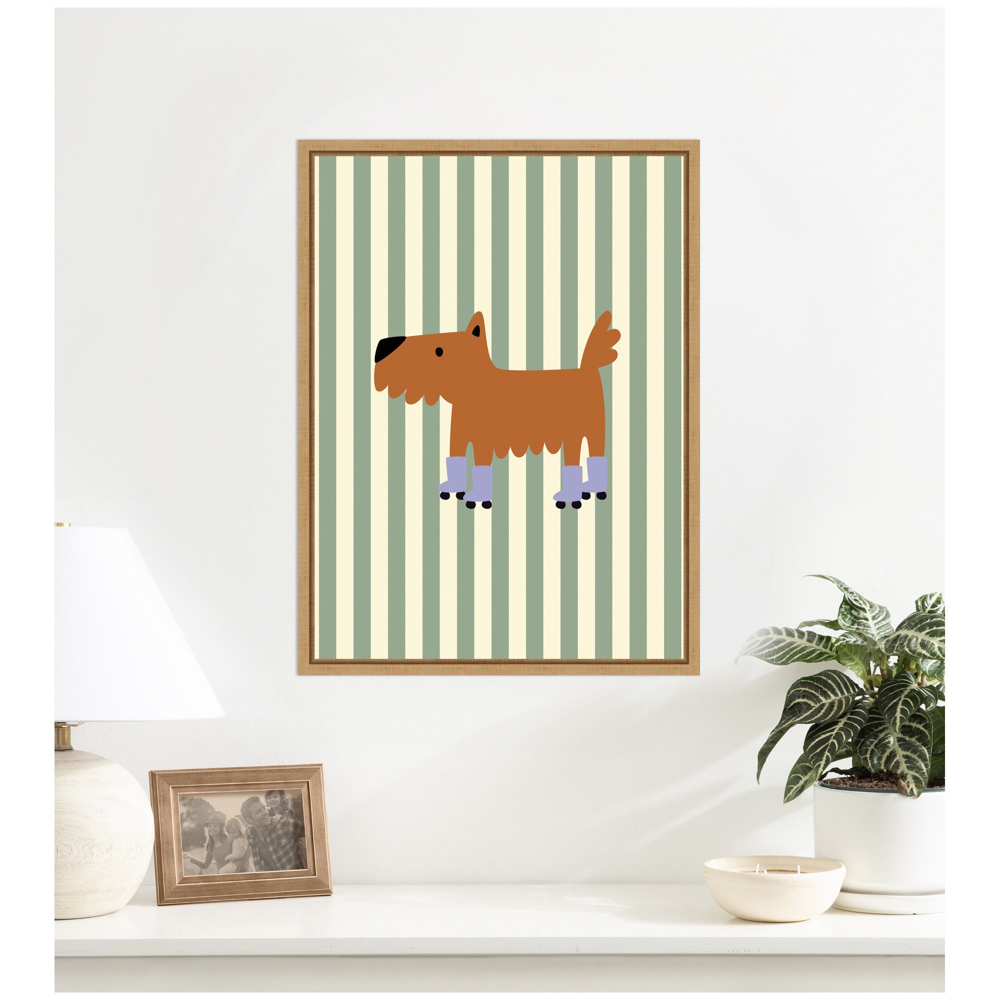Skating Dog by Laura Moss Framed Canvas Wall Art Print