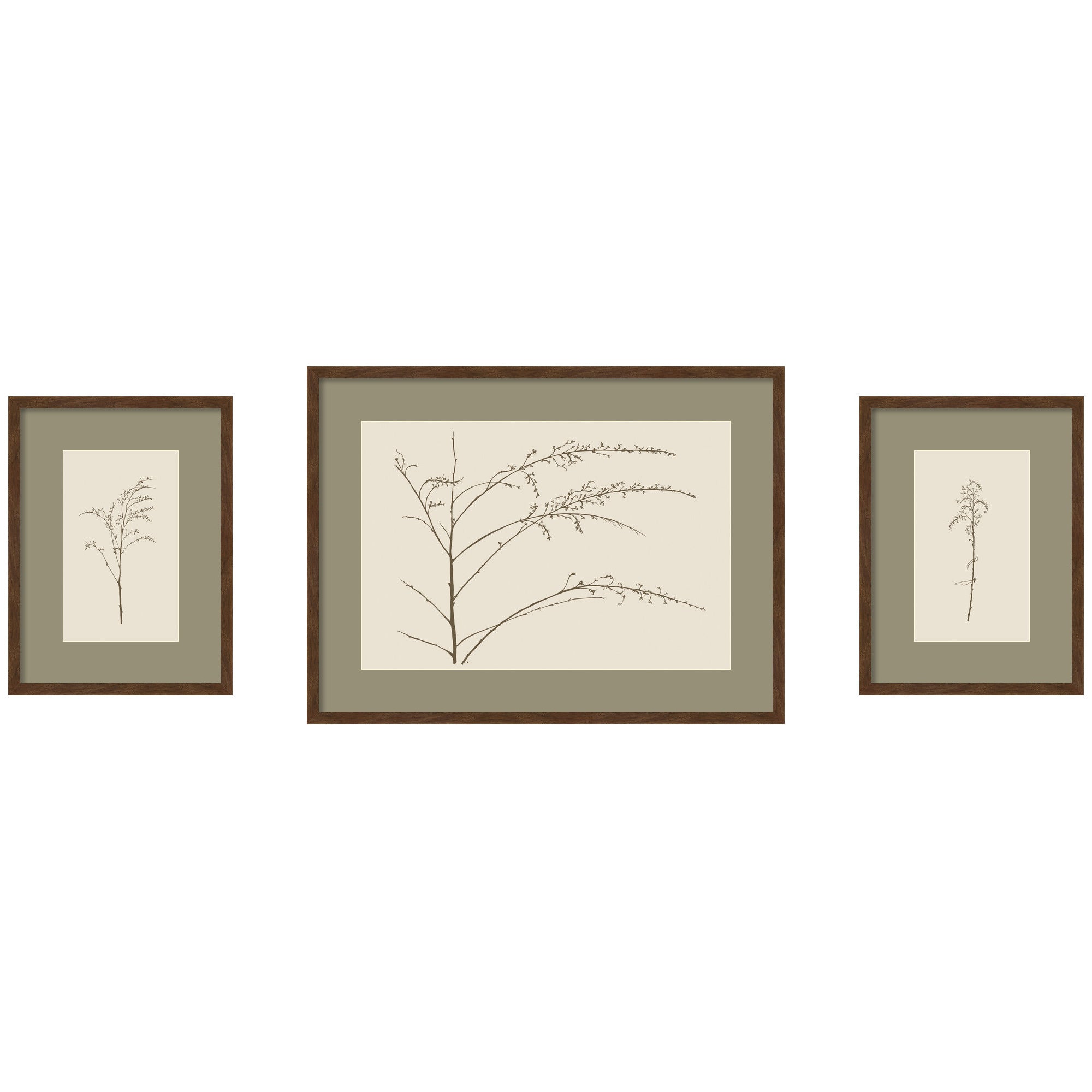 Framed Art Set 3 Piece Set 15x20/24x32 Carlisle Brown Narrow 1