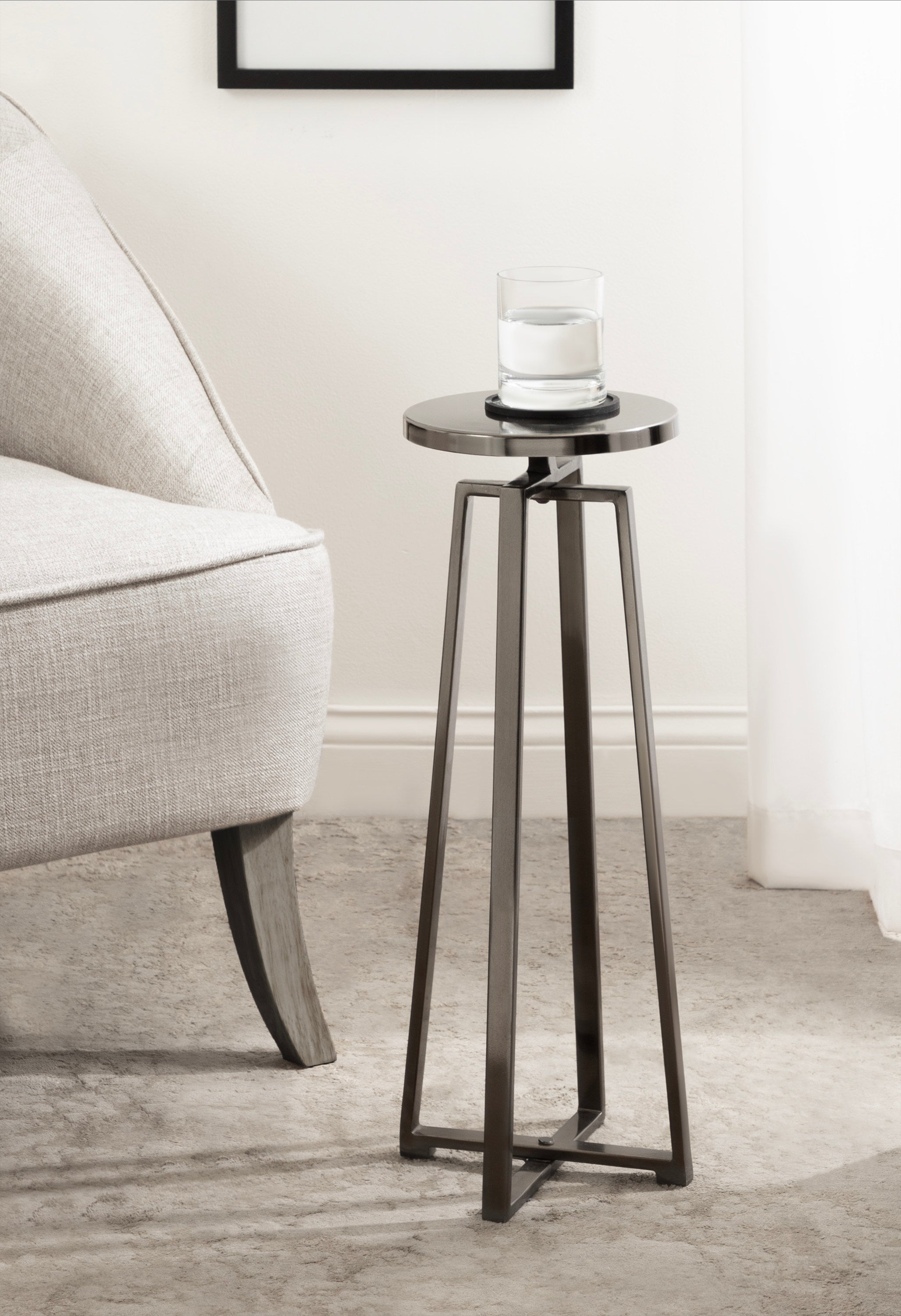 Drink Table Pewter 9x9x23 7