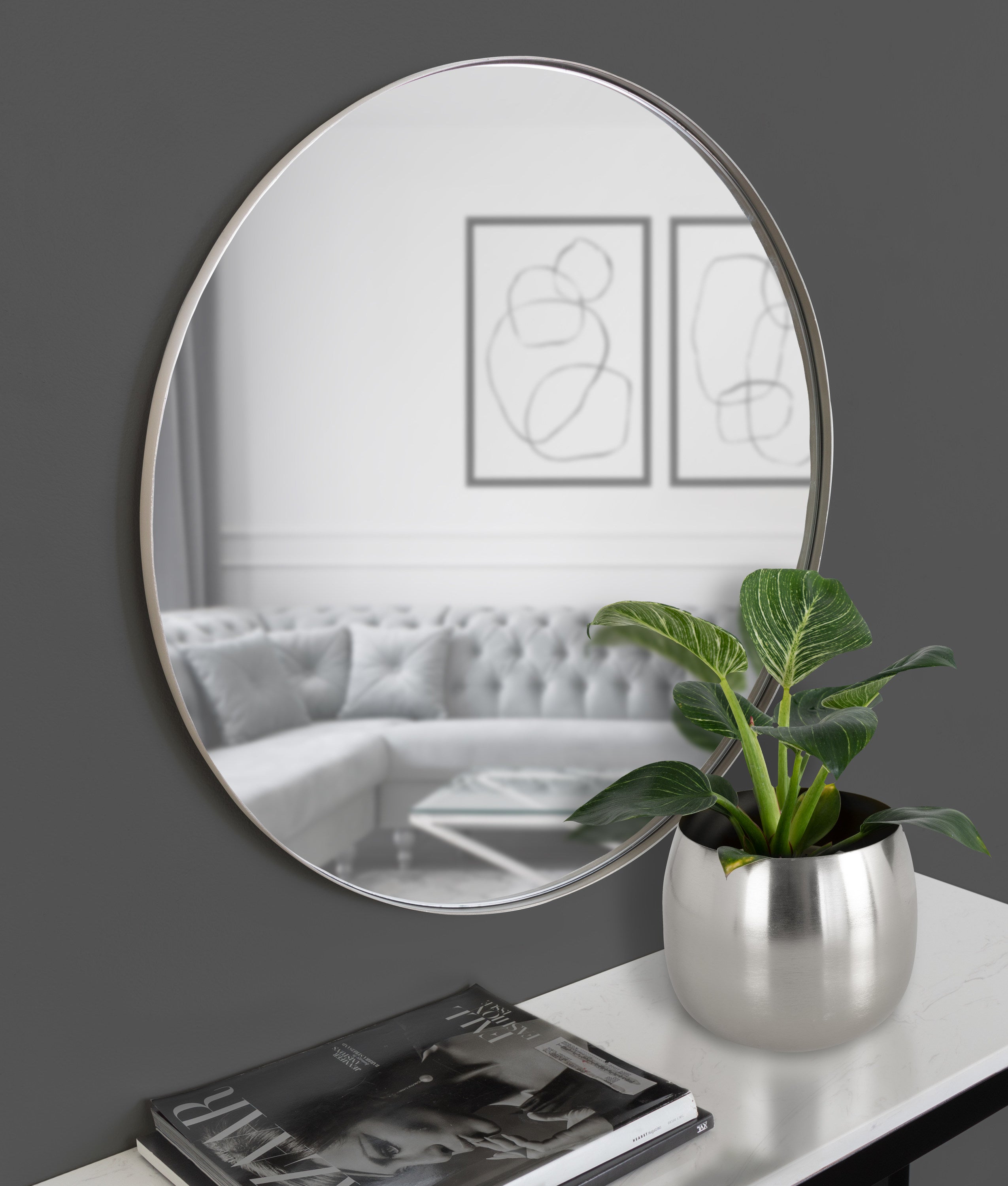 Rollo Round Framed Wall Mirror
