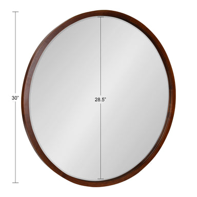 Round Mirror Walnut Brown 30" Diameter 5