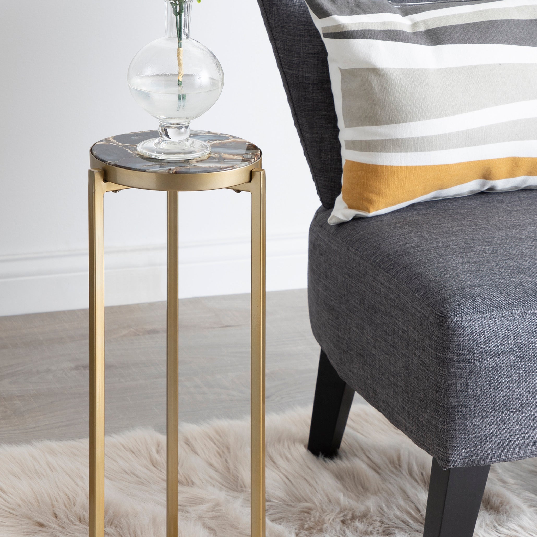 Drink Table Black Gold 9x9x23 6