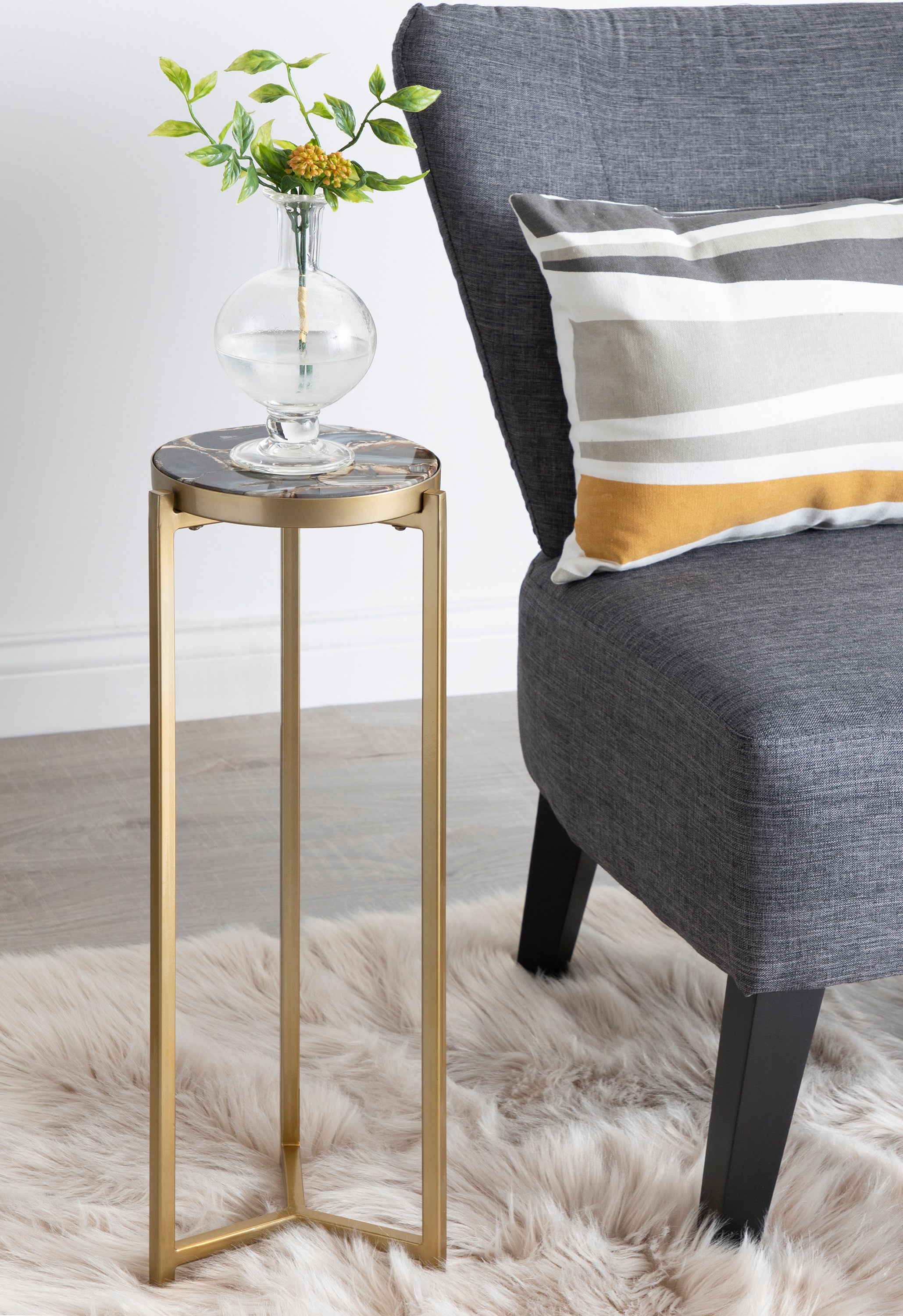 Drink Table Black Gold 9x9x23 6