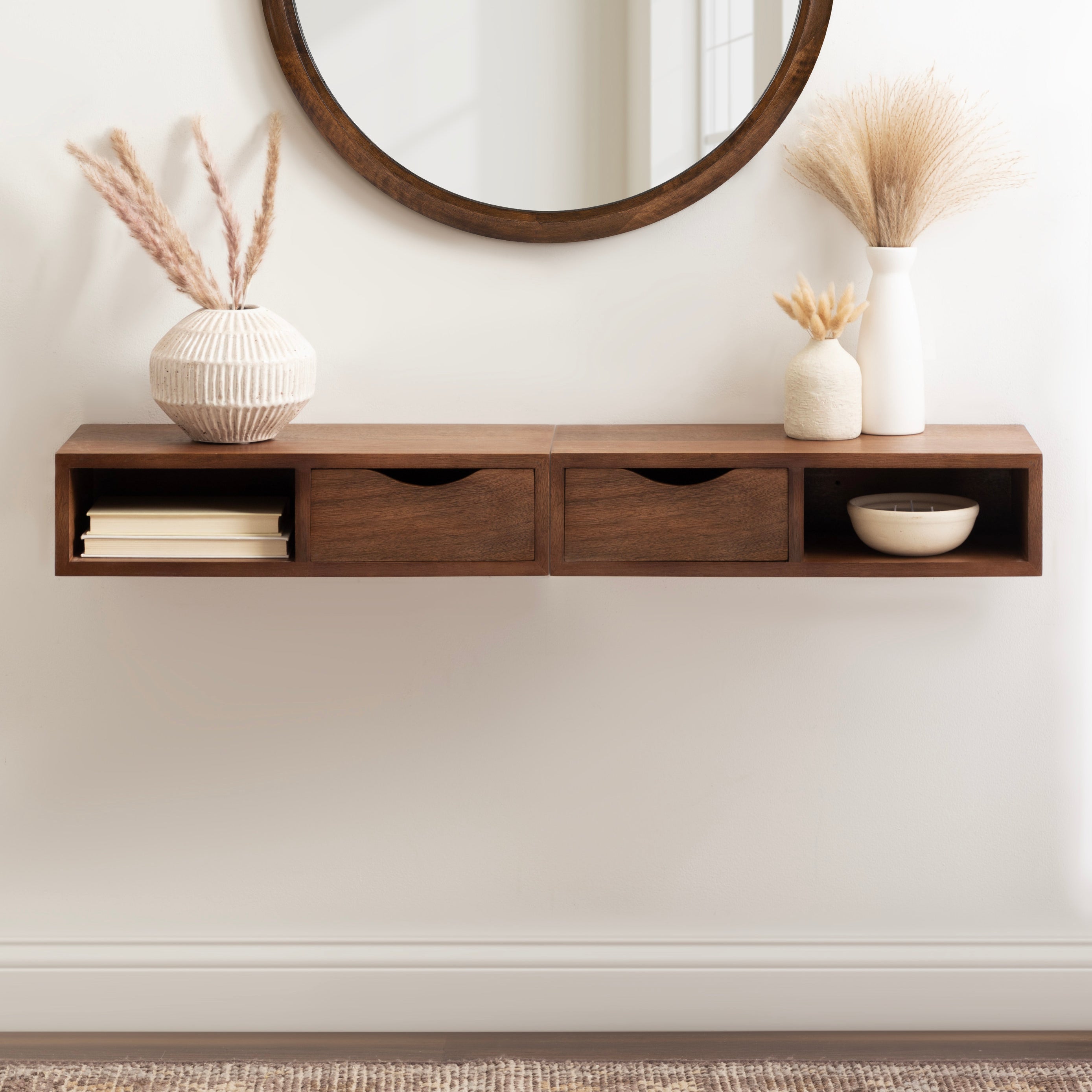 Floating Side Table 22x10x6 Walnut Brown 8