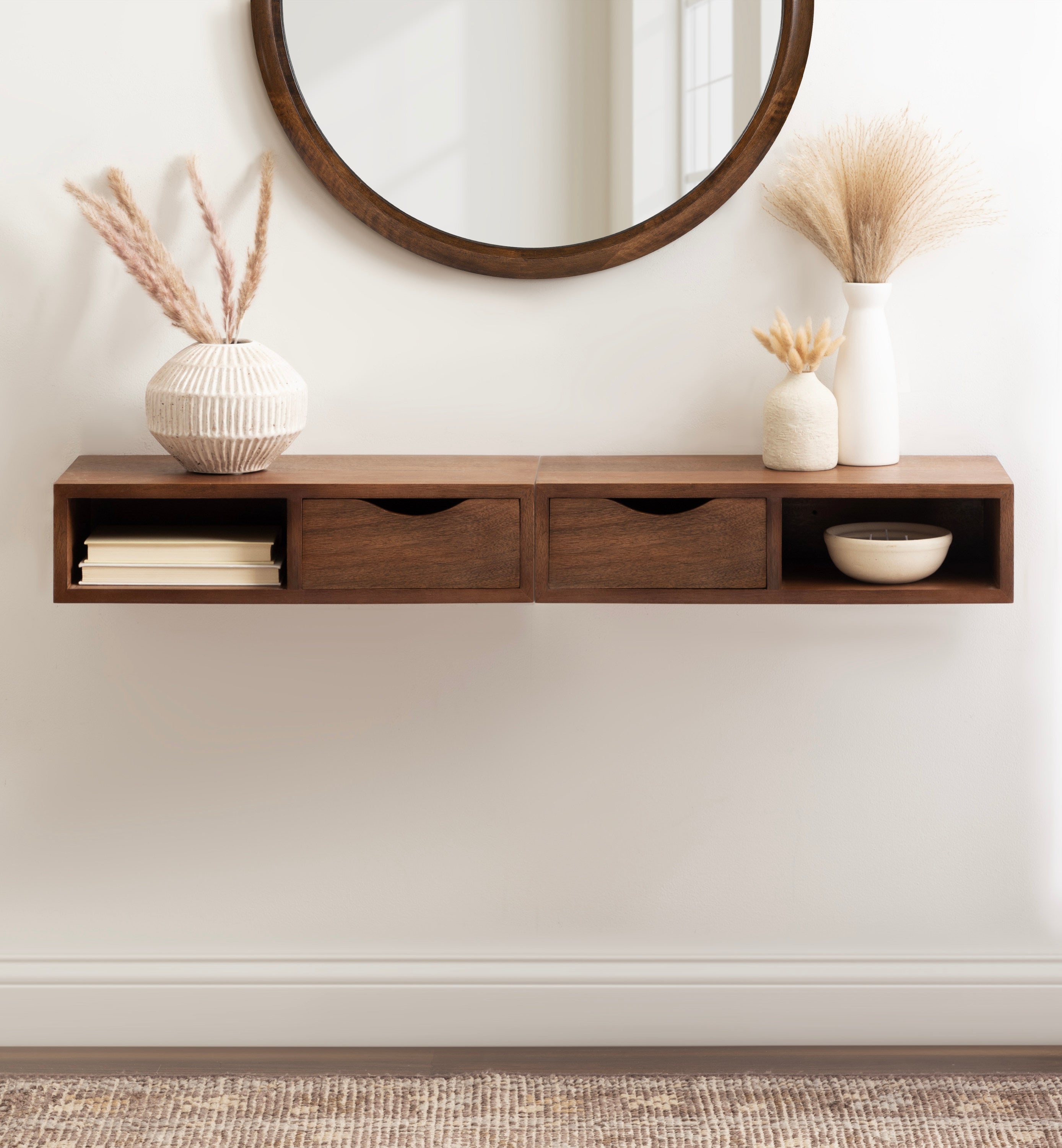 Floating Side Table Walnut Brown 22x10x6 8