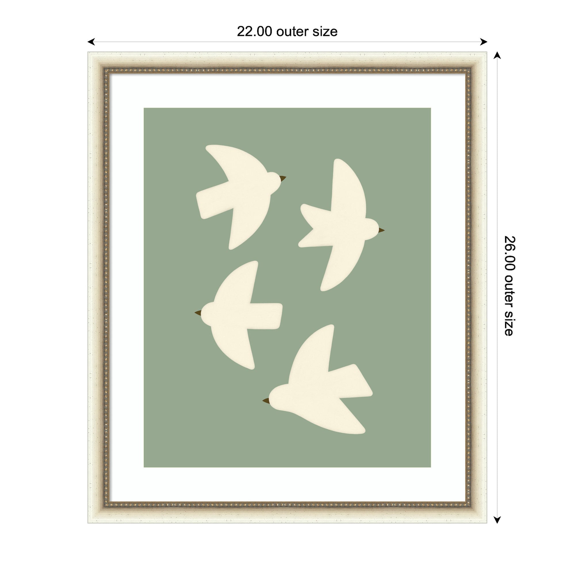 Minimalist Birds Poster 4 Green by Laura Moss Framed Wall Art Print