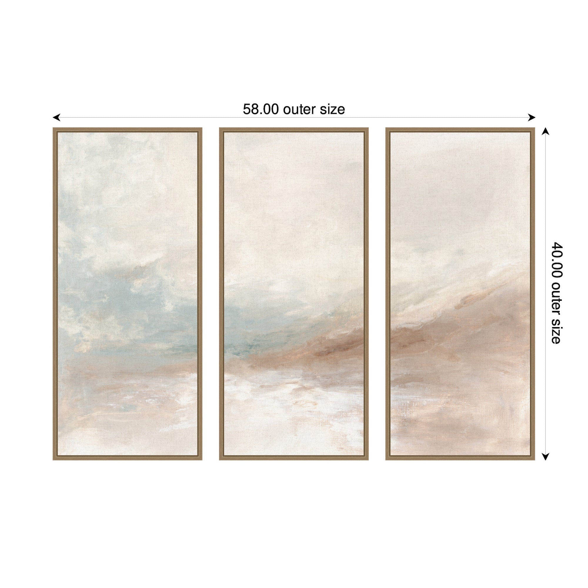 Framed Canvas Sylvie Dark Gold 3 Piece Set 18x40 2